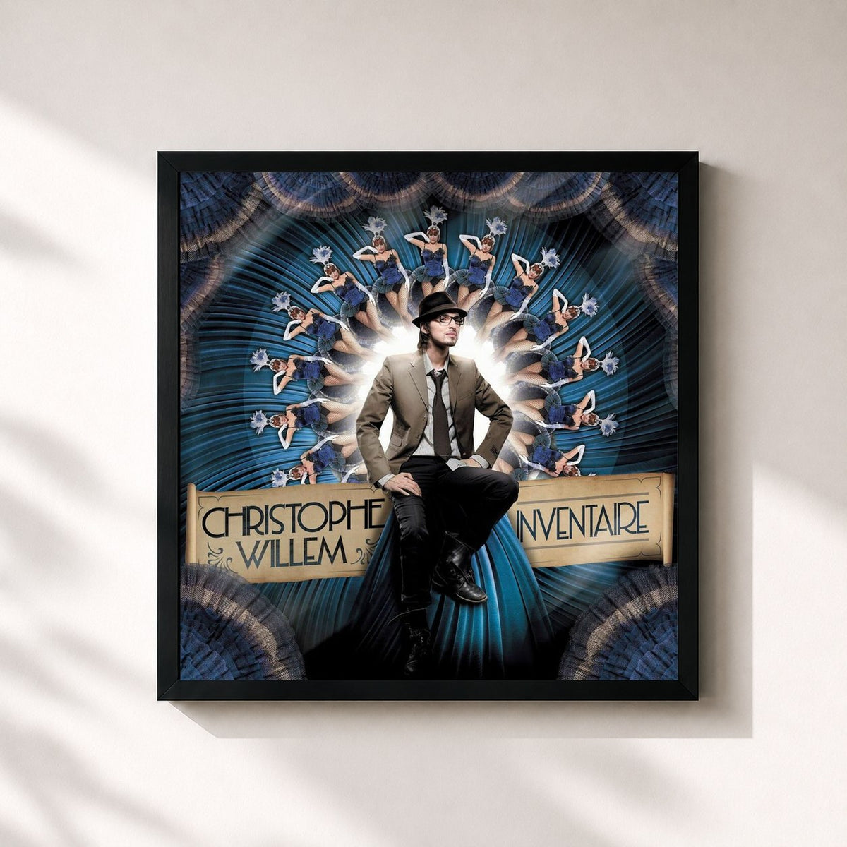 #noir Tableau carré de l'album Inventaire de Christophe Willem, cadre noir 32x32 cm