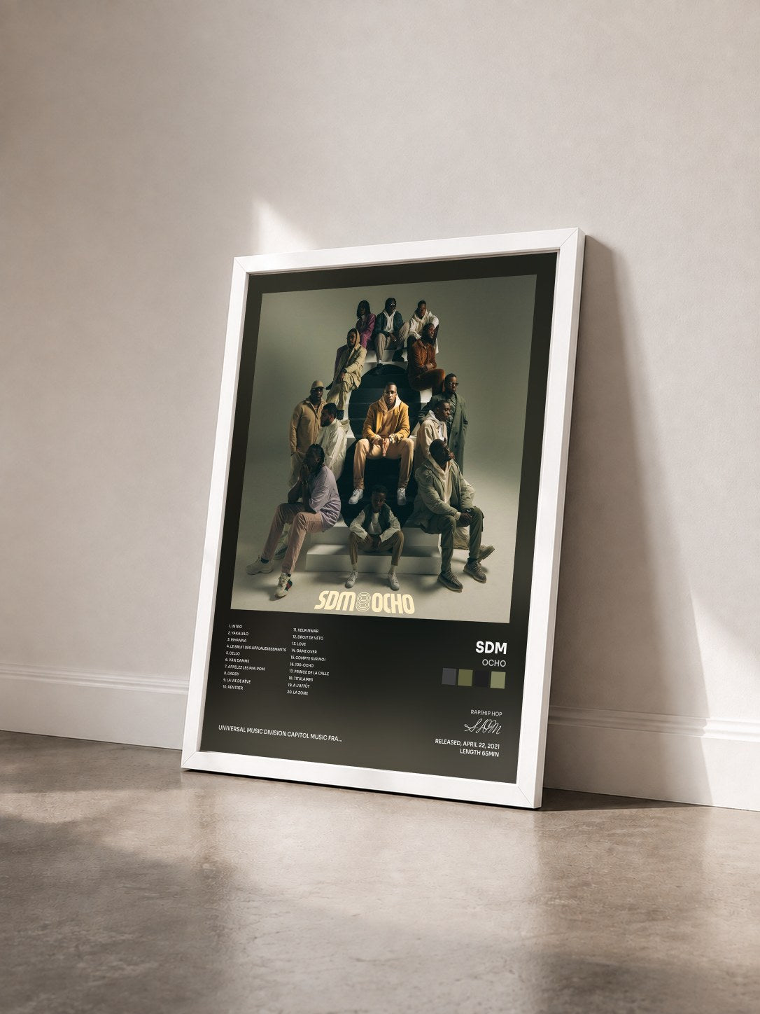 #blanc OCHO by SDM as a framed art print seen at an angle, white frame