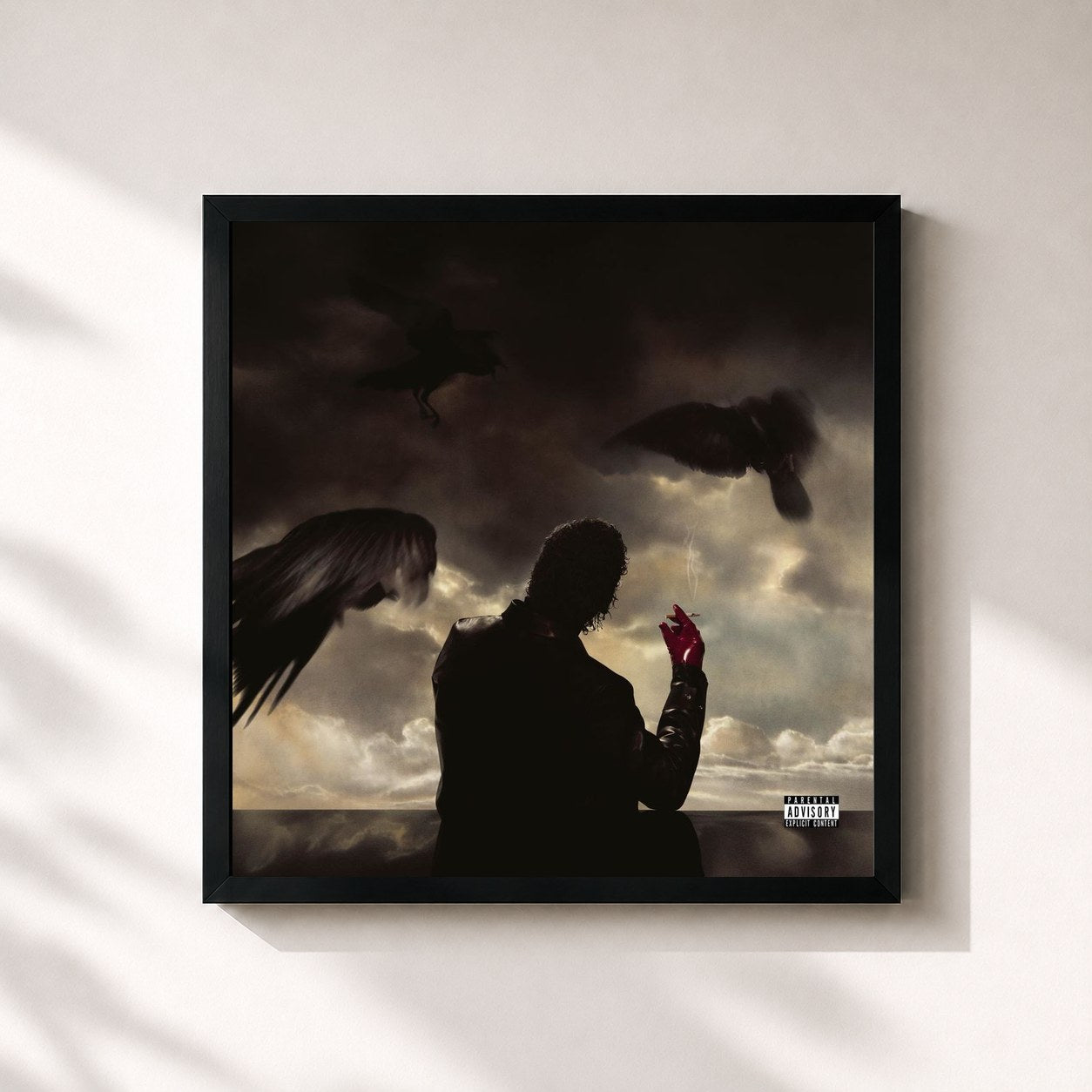 #noir Tableau carré de l'album L'Étrange Histoire de Mr.Anderson de Laylow, cadre noir 32x32 cm