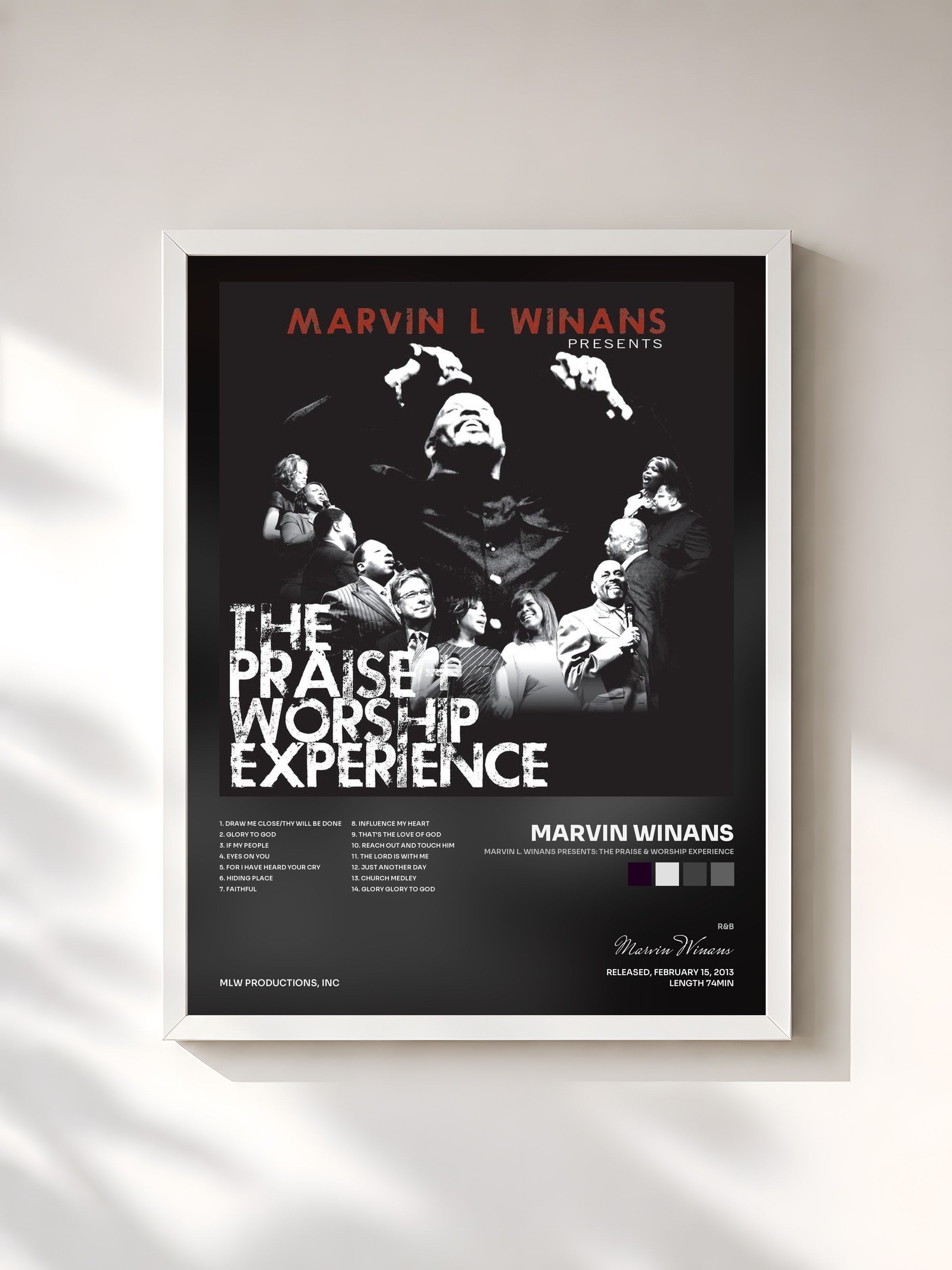 #blanc Tableau de l'album Marvin L. Winans Presents: The Praise & Worship Experience de Marvin Winans, cadre blanc, imprimé et encadré en France