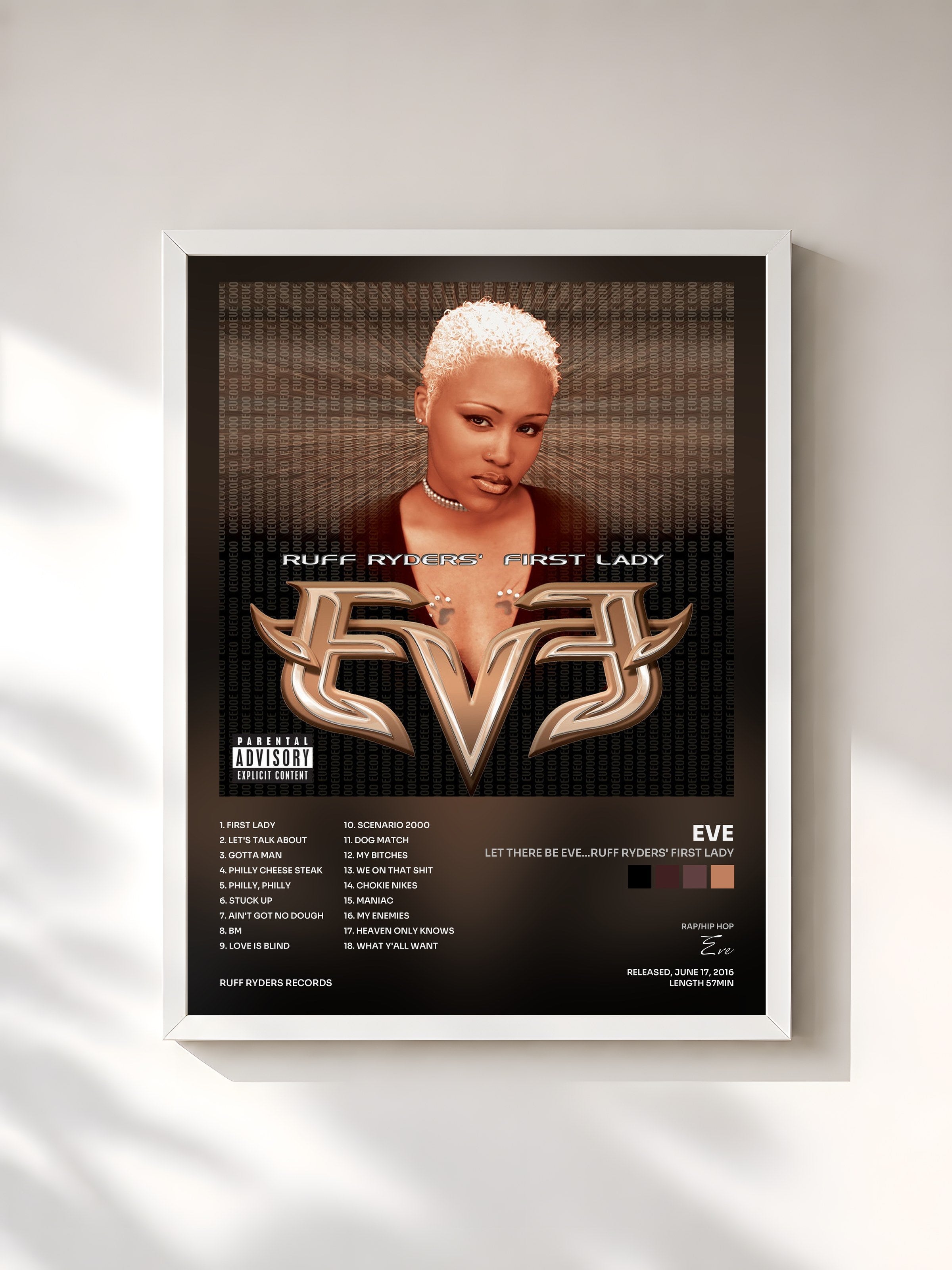 #blanc Tableau de l'album Let There Be Eve...Ruff Ryders' First Lady de Eve, cadre blanc, imprimé et encadré en France