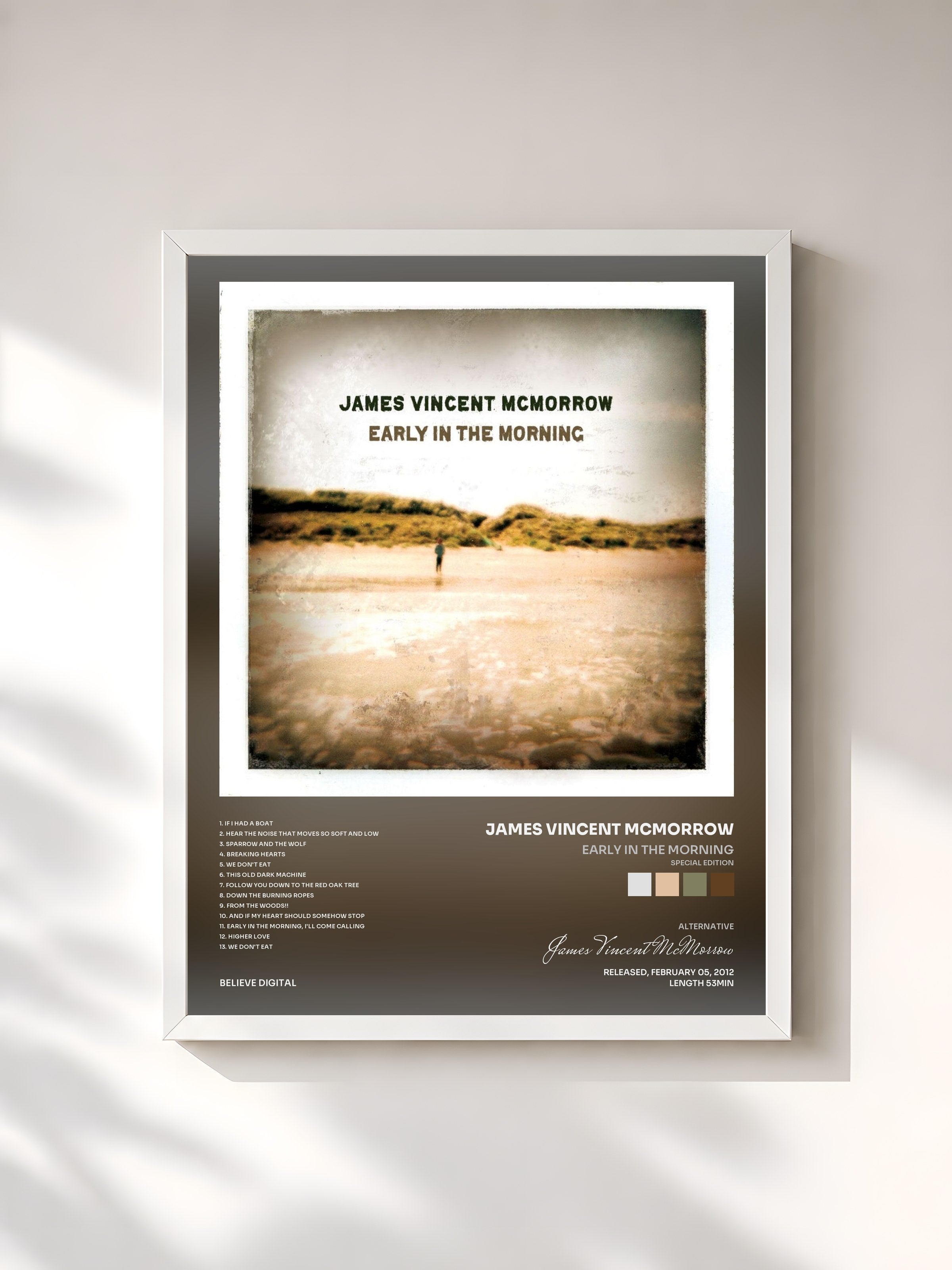 #blanc Tableau de l'album Early in the Morning (Special Edition) de James Vincent McMorrow, cadre blanc, imprimé et encadré en France