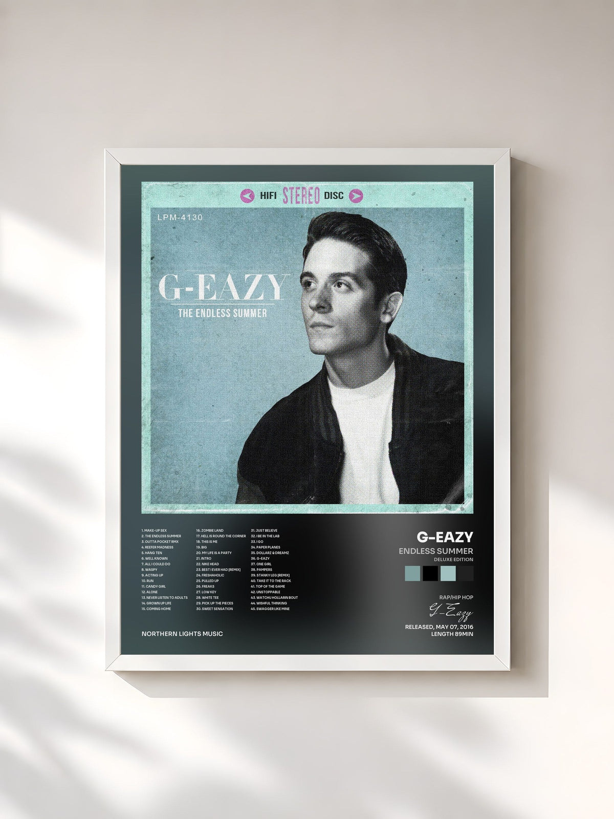 #blanc Endless Summer (Deluxe Edition) de G-Eazy en lámina enmarcada, marco blanco, impresa y enmarcada en Francia