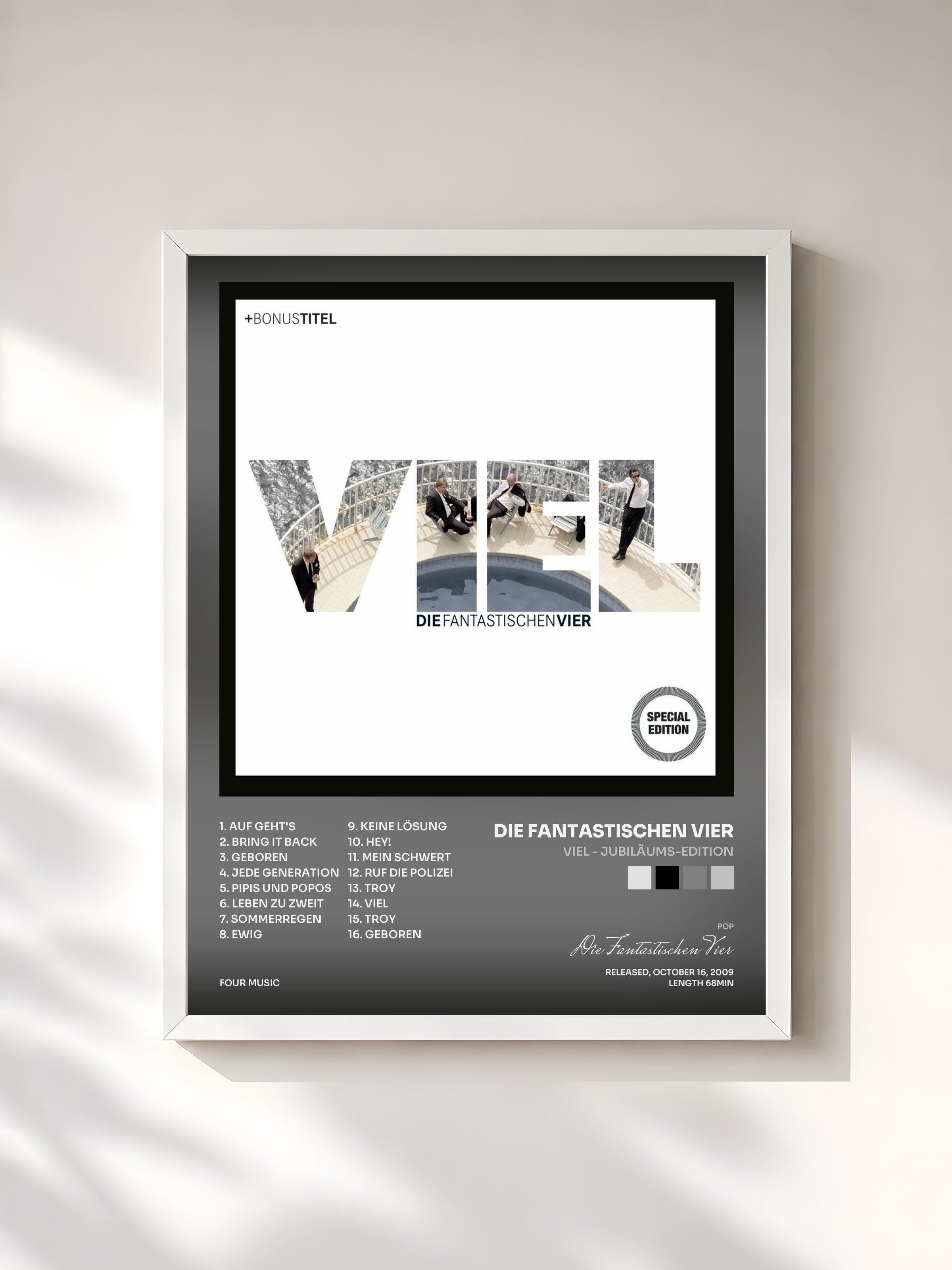 #blanc Tableau de l'album Viel - Jubiläums-Edition de Die Fantastischen Vier, cadre blanc, imprimé et encadré en France