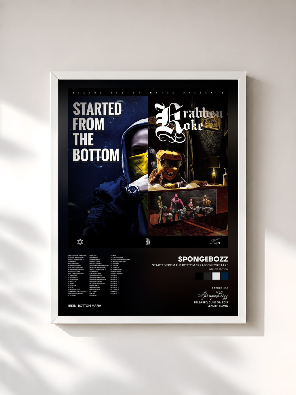 #blanc Started from the Bottom / KrabbenKoke Tape (Deluxe Edition) by SpongeBozz as a framed art print, white frame, printed and framed in France