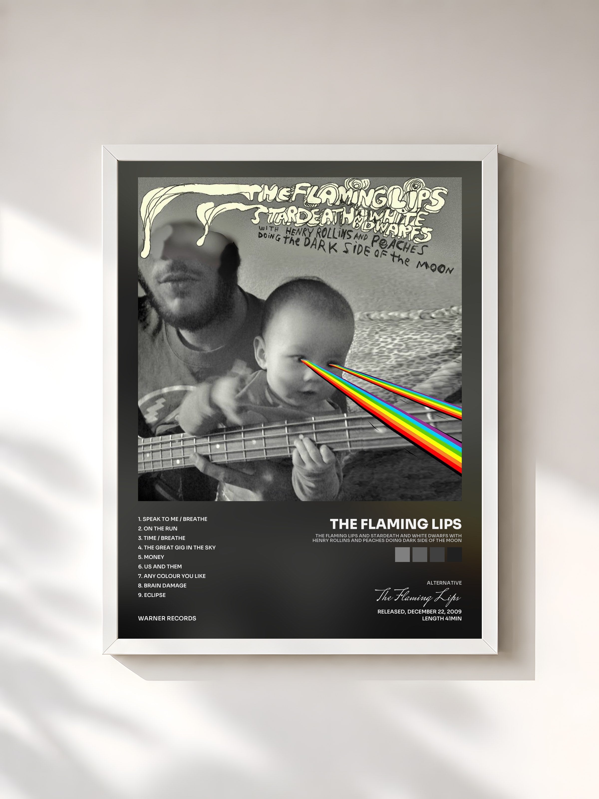#blanc Tableau de l'album The Flaming Lips And Stardeath And White Dwarfs With Henry Rollins And Peaches Doing Dark Side Of The Moon de The Flaming Lips, cadre blanc, imprimé et encadré en France