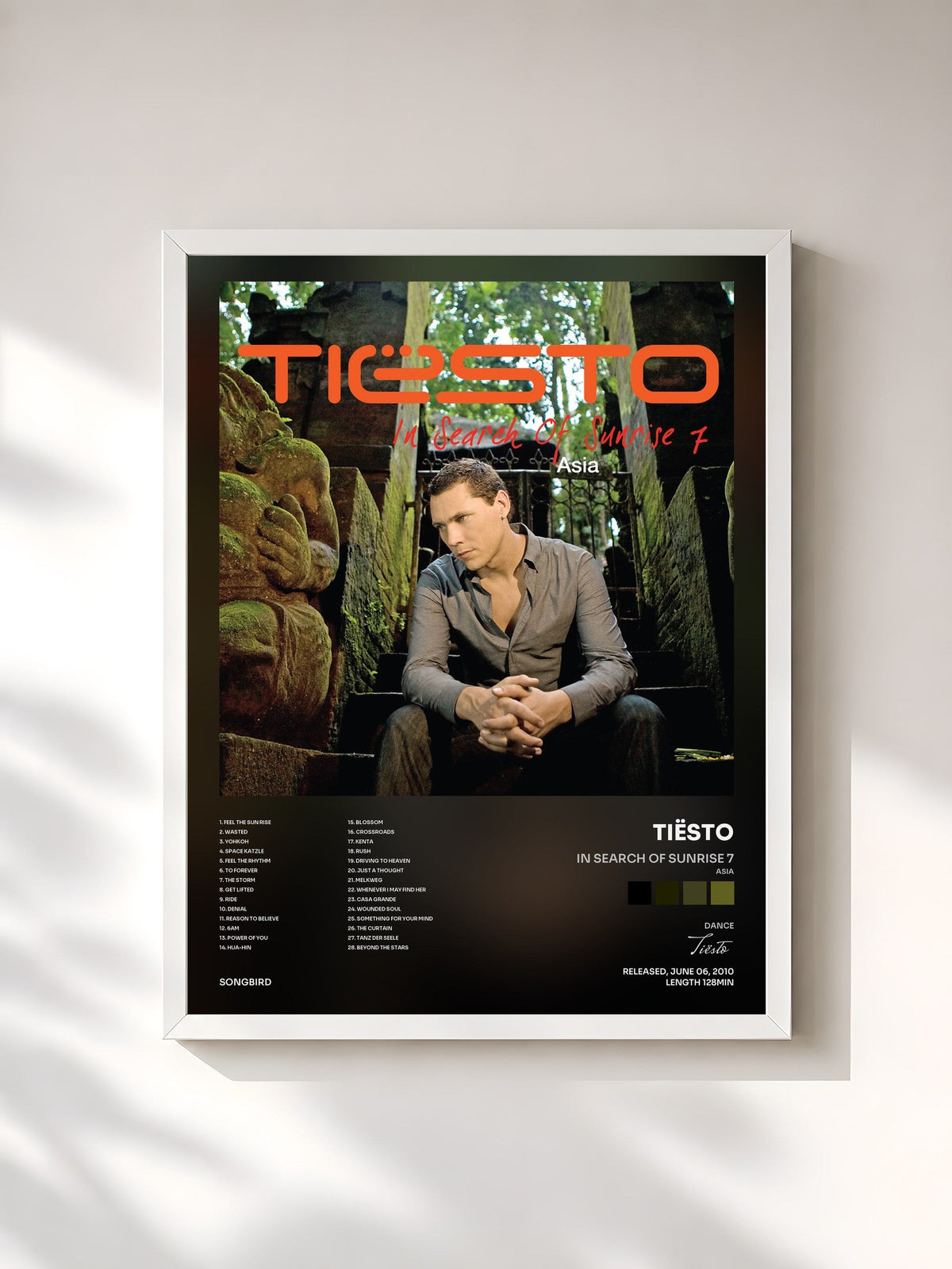 #blanc Tableau de l'album In Search of Sunrise 7 (Asia) mixed by Tiësto de Tiësto, cadre blanc, imprimé et encadré en France