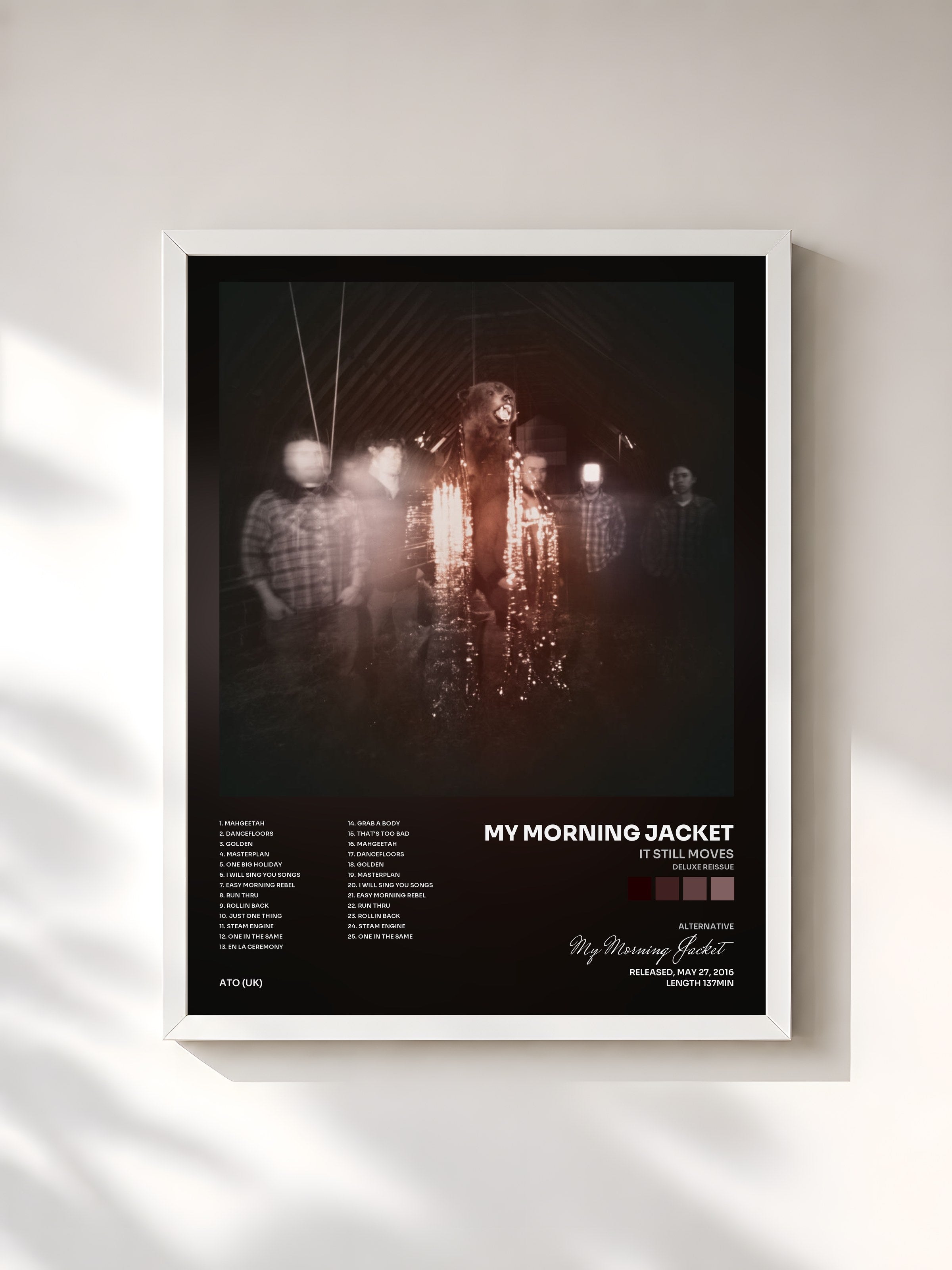 #blanc Tableau de l'album It Still Moves (Deluxe Reissue) de My Morning Jacket, cadre blanc, imprimé et encadré en France