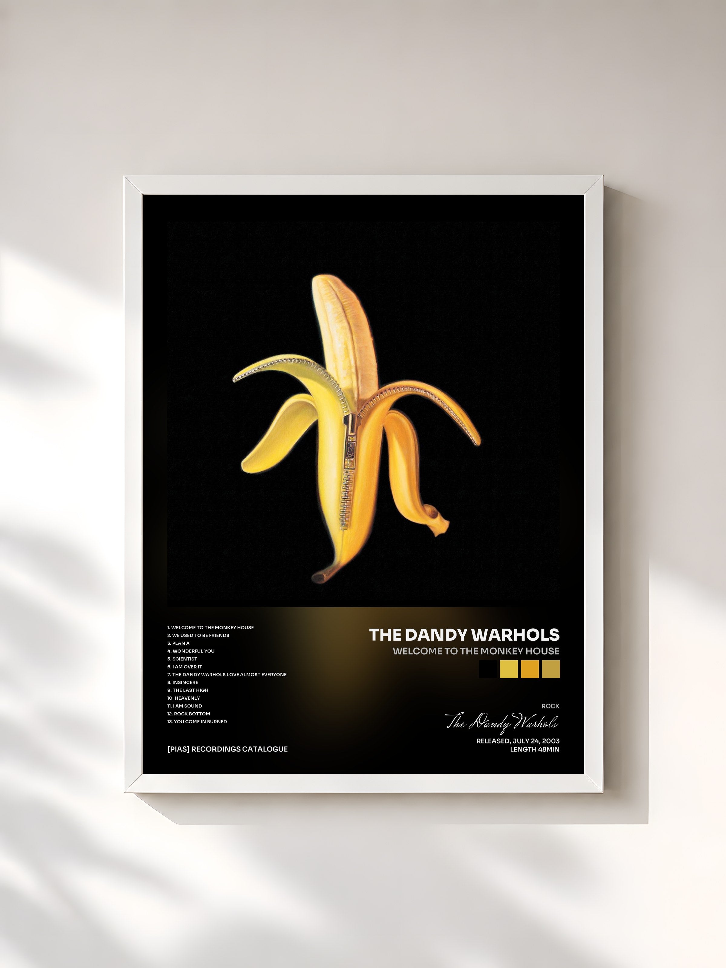 #blanc Tableau de l'album Welcome To The Monkey House de The Dandy Warhols, cadre blanc, imprimé et encadré en France