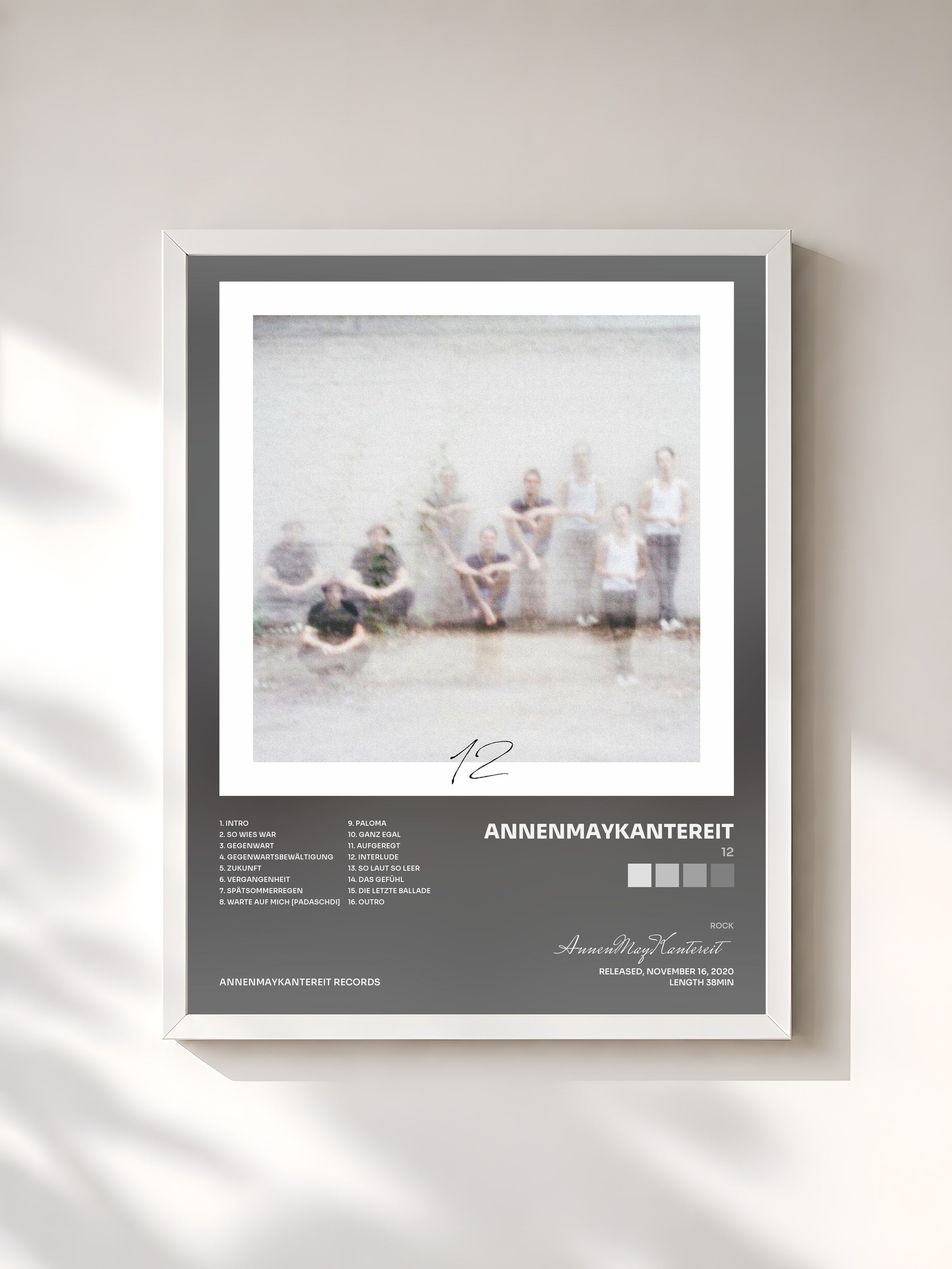 #blanc Tableau de l'album 12 de AnnenMayKantereit, cadre blanc, imprimé et encadré en France