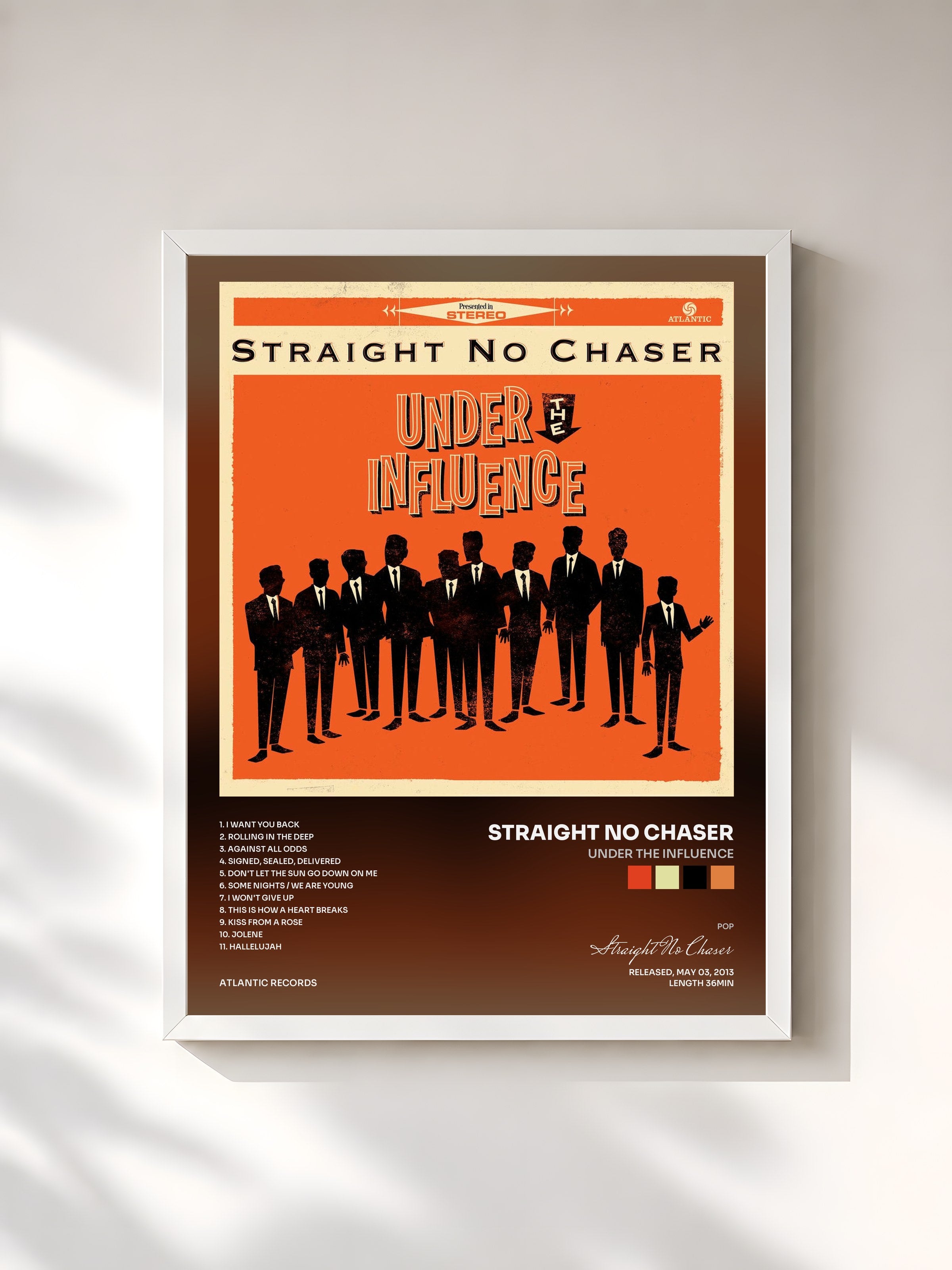 #blanc Tableau de l'album Under the Influence de Straight No Chaser, cadre blanc, imprimé et encadré en France