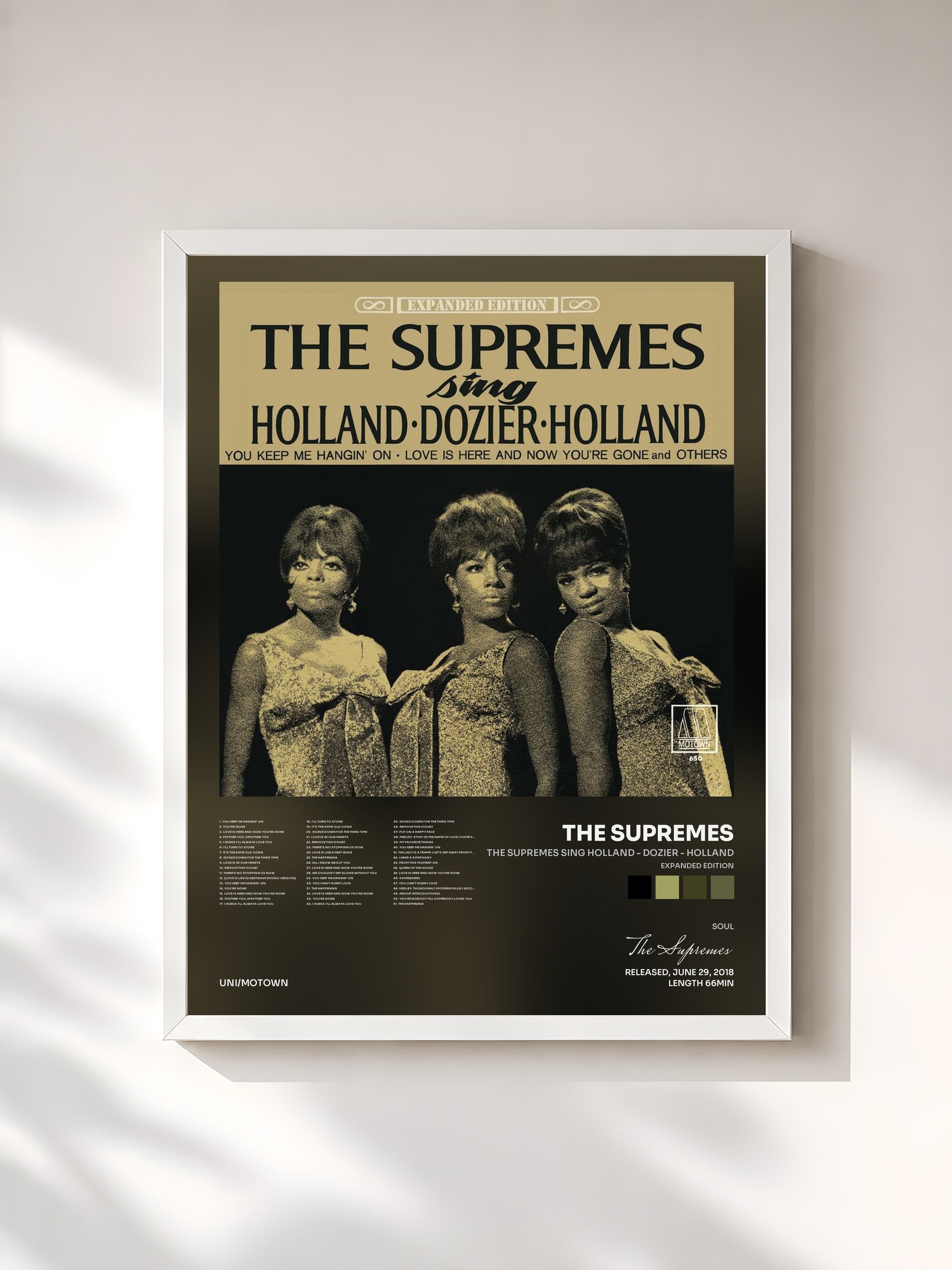 #blanc Tableau de l'album The Supremes Sing Holland - Dozier - Holland (Expanded Edition) de The Supremes, cadre blanc, imprimé et encadré en France