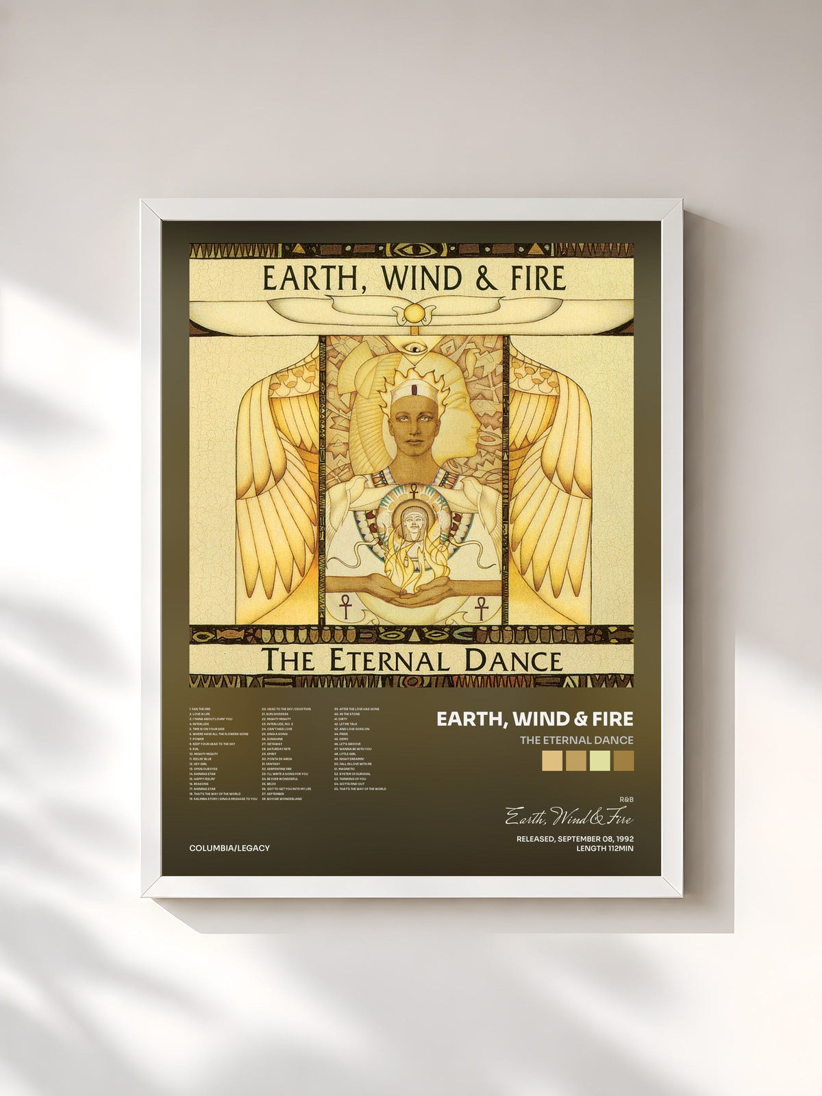 #blanc The Eternal Dance by Earth, Wind & Fire as a framed art print, white frame, printed and framed in France