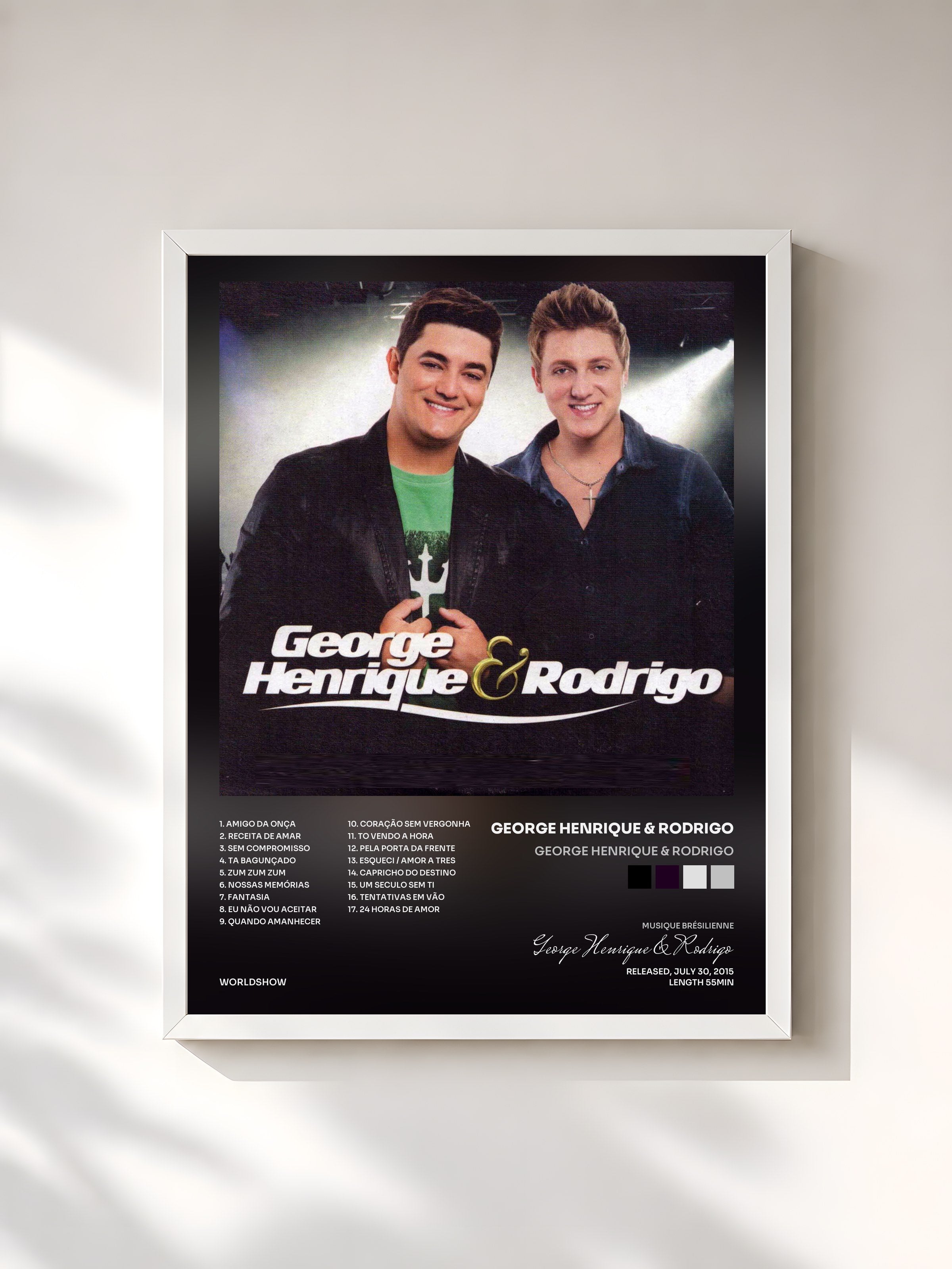 #blanc Tableau de l'album George Henrique & Rodrigo de George Henrique & Rodrigo, cadre blanc, imprimé et encadré en France