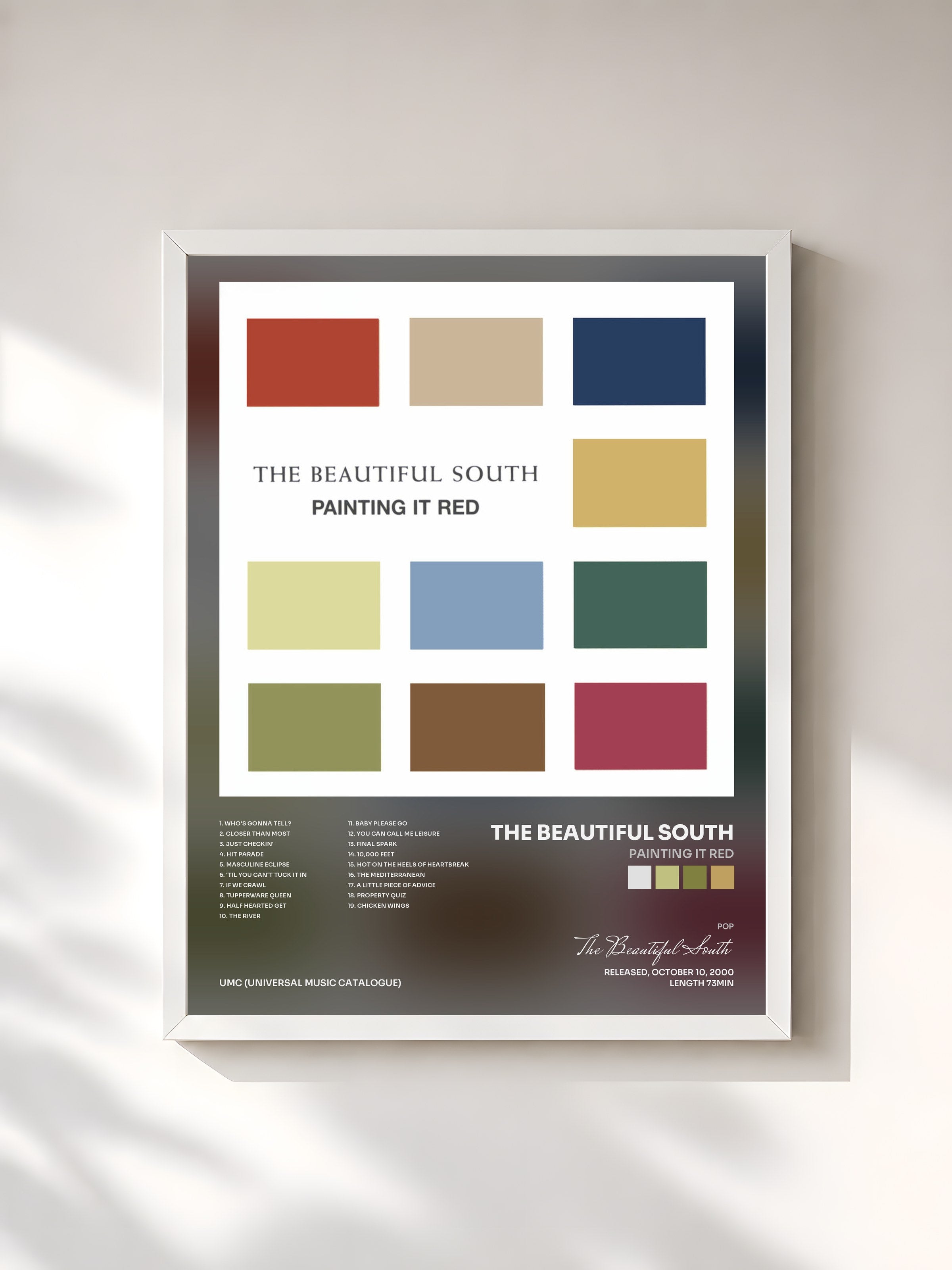 #blanc Tableau de l'album Painting It Red de The Beautiful South, cadre blanc, imprimé et encadré en France