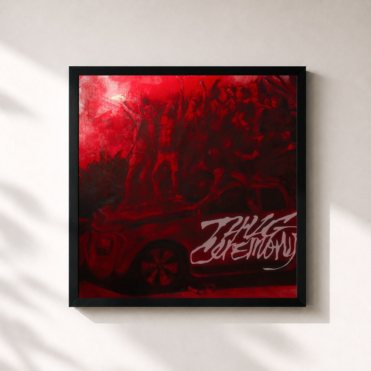 #noir Tableau carré de l'album THUG CEREMONY de Leto, cadre noir 32x32 cm