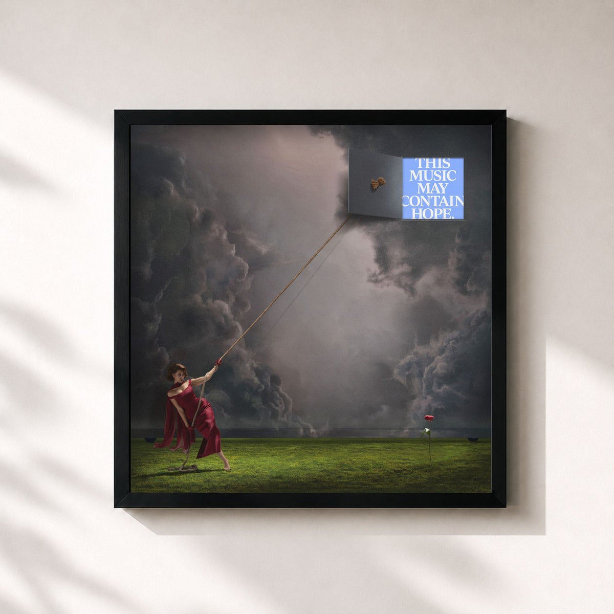 #noir Tableau carré de l'album THIS MUSIC MAY CONTAIN HOPE. de Raye, cadre noir 32x32 cm