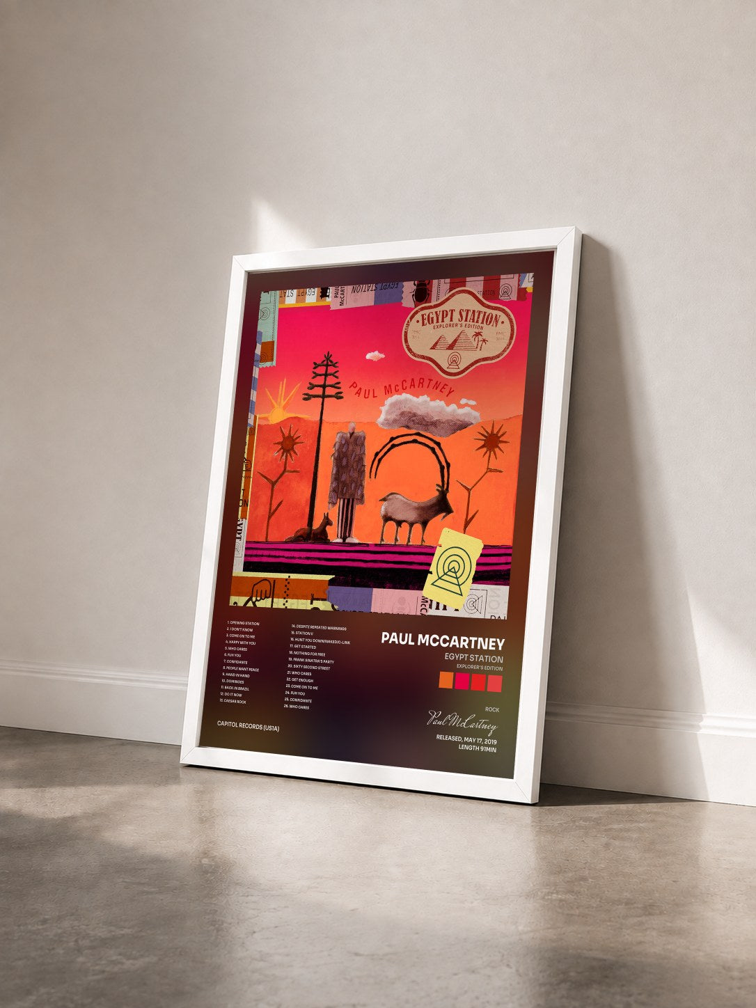 #blanc Tableau de l'album Egypt Station (Explorer's Edition) de Paul McCartney vu de trois quarts, cadre blanc