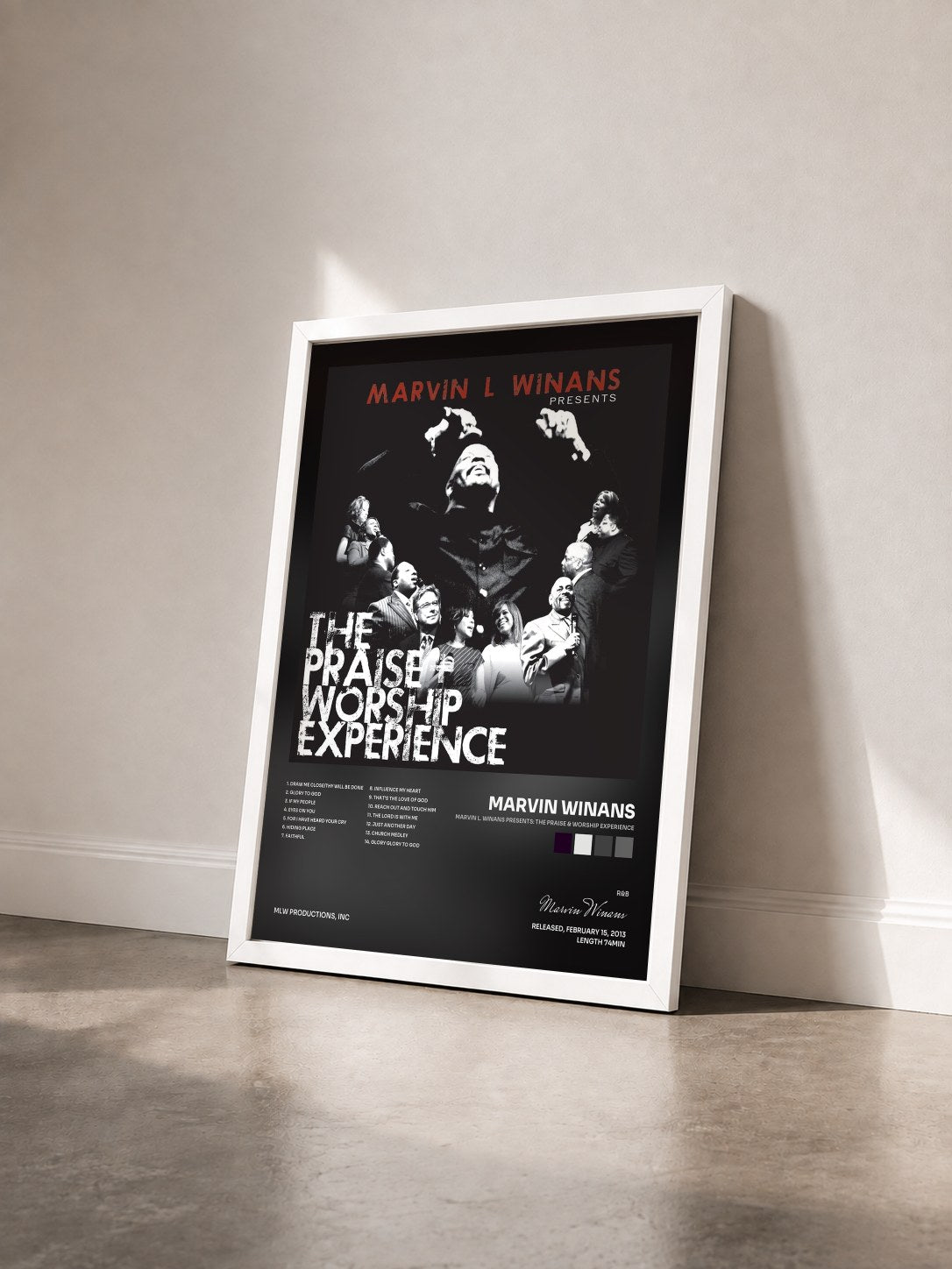 #blanc Tableau de l'album Marvin L. Winans Presents: The Praise & Worship Experience de Marvin Winans vu de trois quarts, cadre blanc
