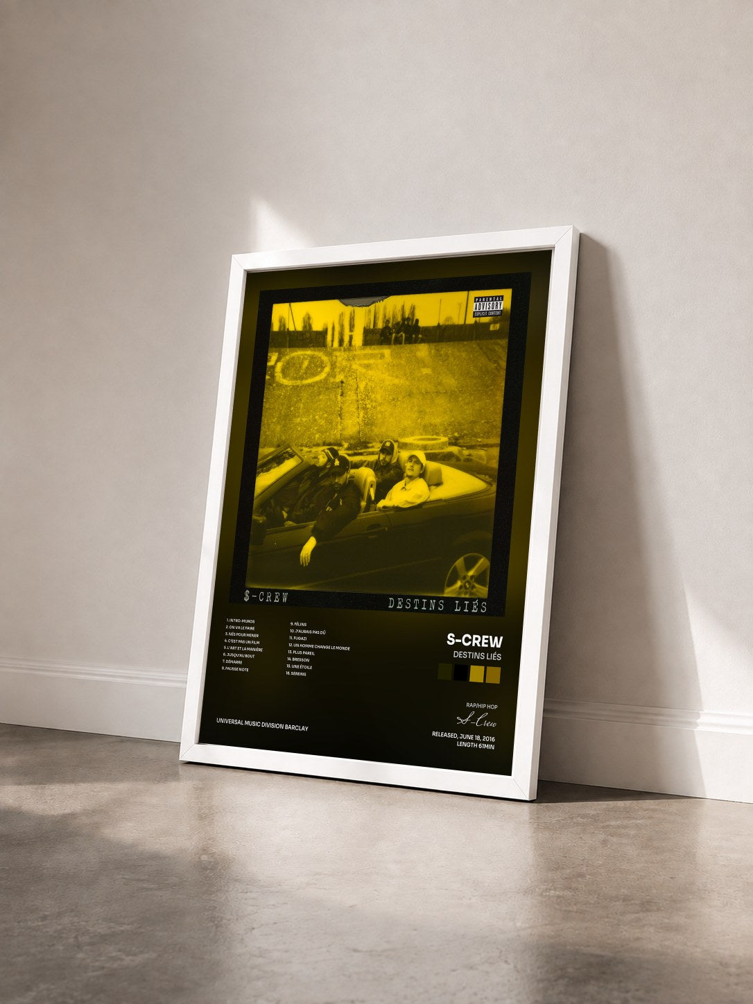 #blanc Destins liés by S-Crew as a framed art print seen at an angle, white frame