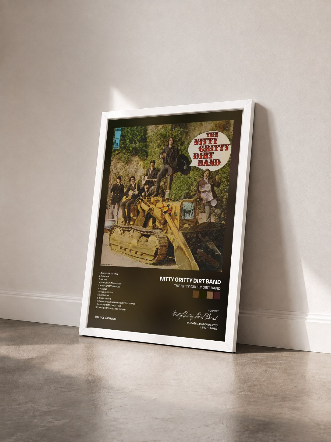 #blanc Tableau de l'album The Nitty Gritty Dirt Band de Nitty Gritty Dirt Band vu de trois quarts, cadre blanc