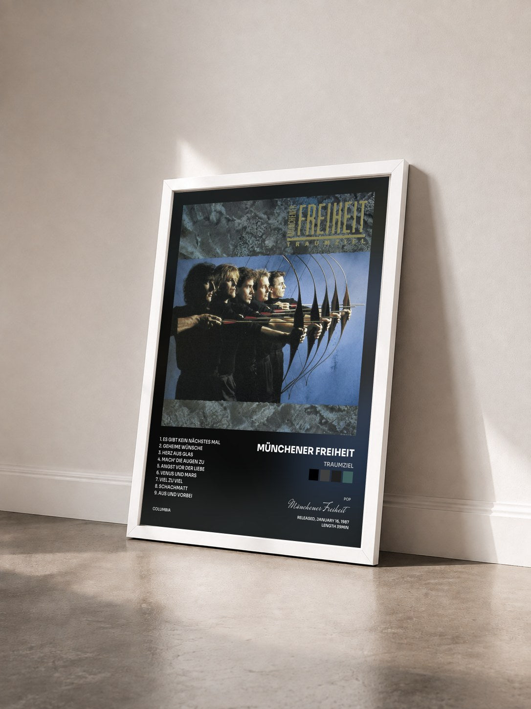 #blanc Tableau de l'album Traumziel de Münchener Freiheit vu de trois quarts, cadre blanc