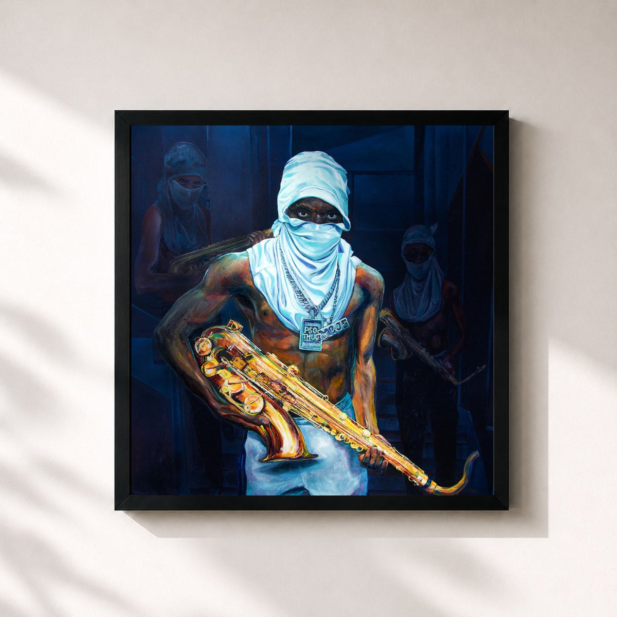 #noir Tableau carré de l'album LIFE de Leto, cadre noir 32x32 cm