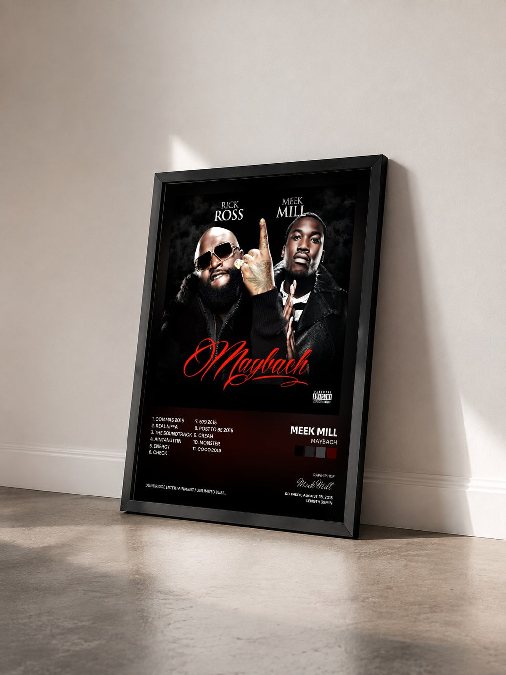 #noir Maybach di Meek Mill in stampa incorniciata vista di tre quarti, cornice nera