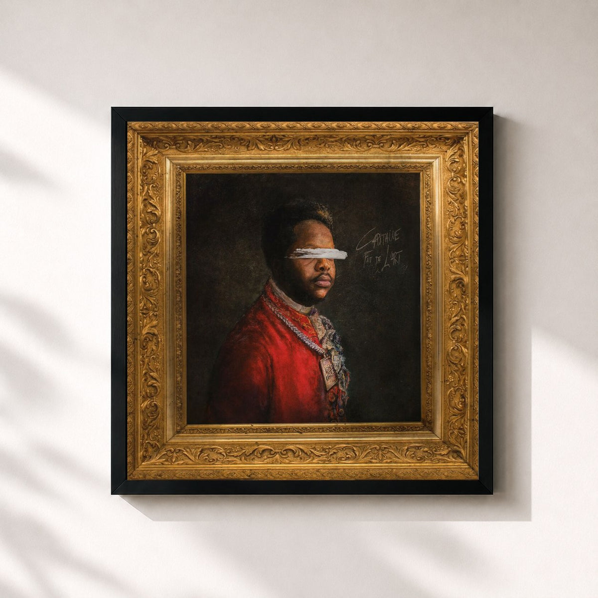#noir Tableau carré de l'album Capitaine fait de l'art de Leto, cadre noir 32x32 cm