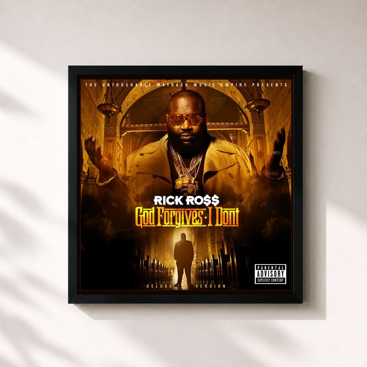 #noir God Forgives, I Don't (Deluxe Edition) by Rick Ross as a square framed art print, black 32x32 cm frame