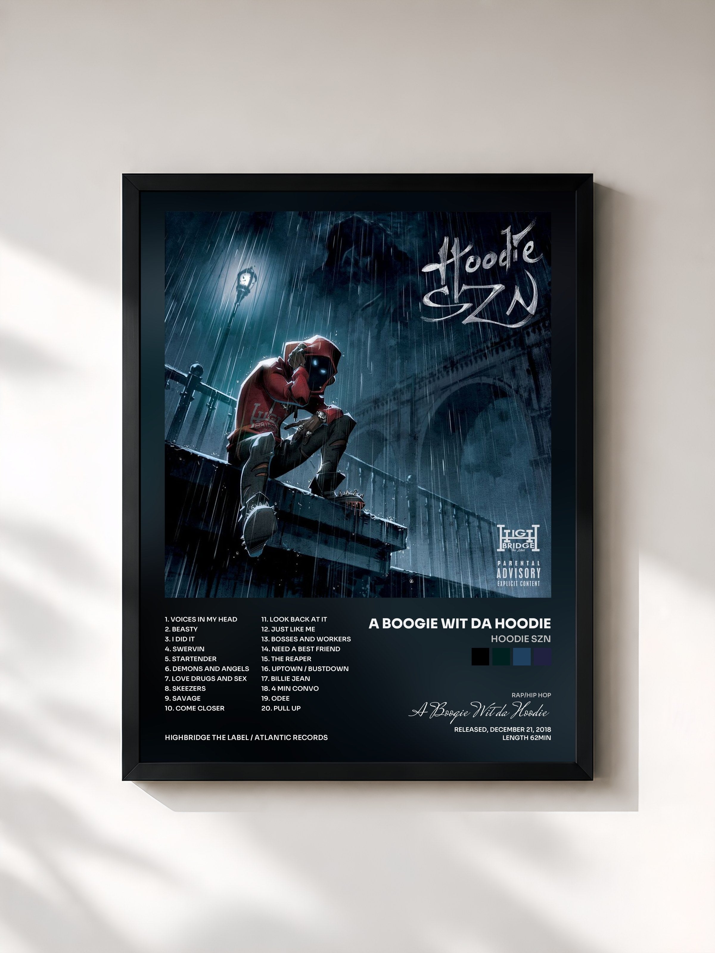 #noir Hoodie SZN by A Boogie Wit da Hoodie as a framed art print, black frame, printed and framed in France