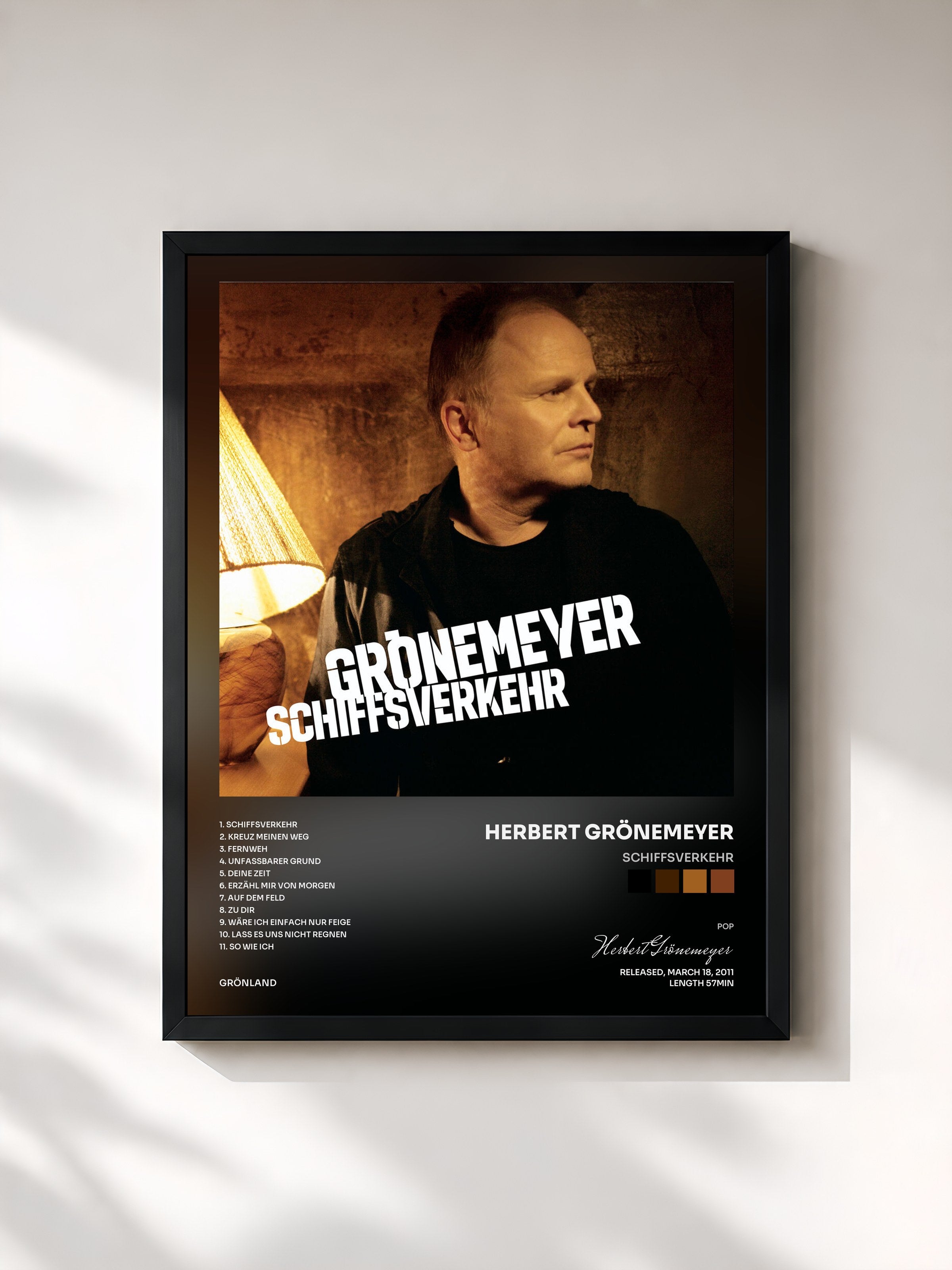 #noir Tableau de l'album Schiffsverkehr de Herbert Grönemeyer, cadre noir, imprimé et encadré en France