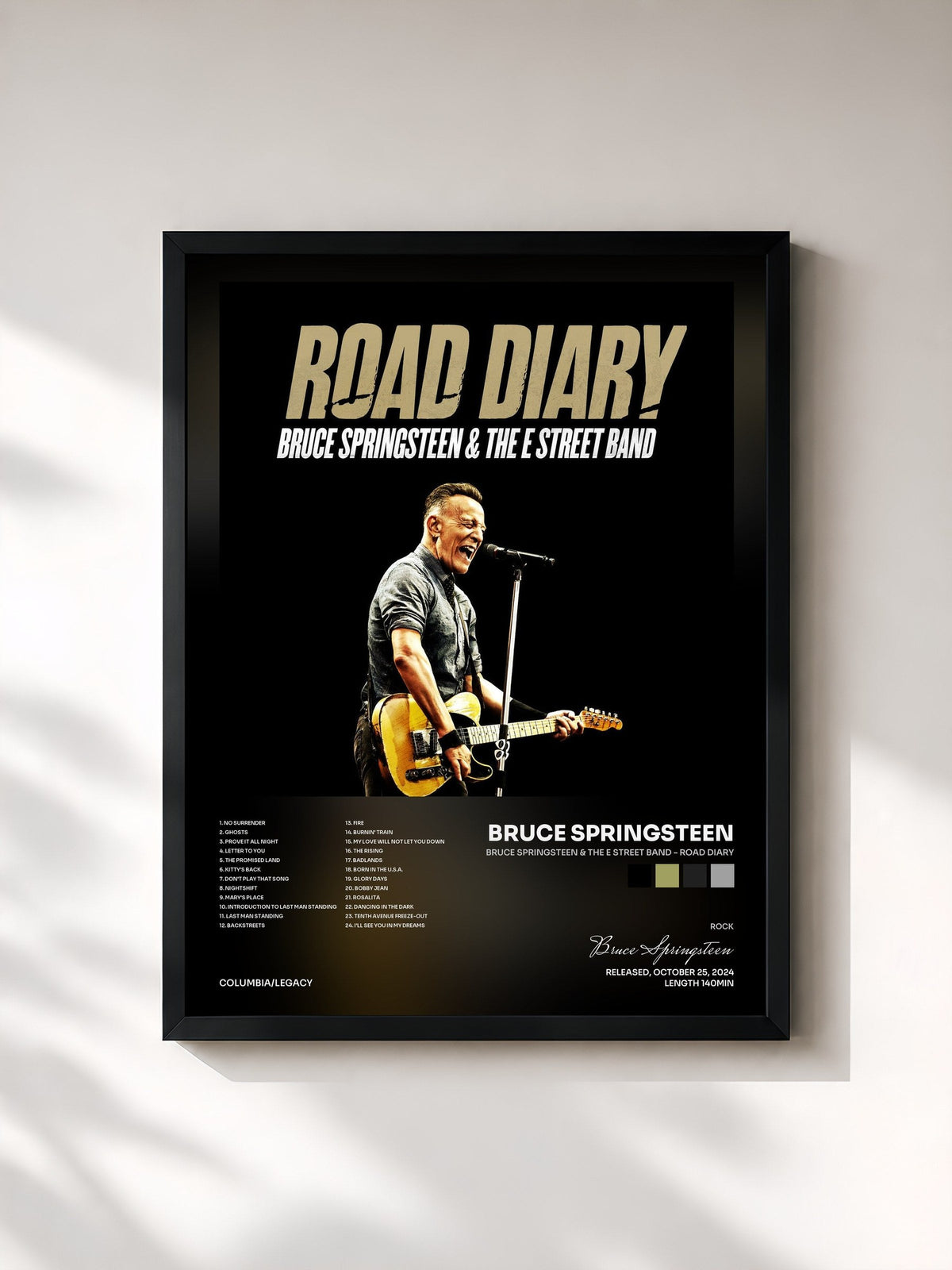 #noir Tableau de l'album Bruce Springsteen & The E Street Band - Road Diary de Bruce Springsteen, cadre noir, imprimé et encadré en France