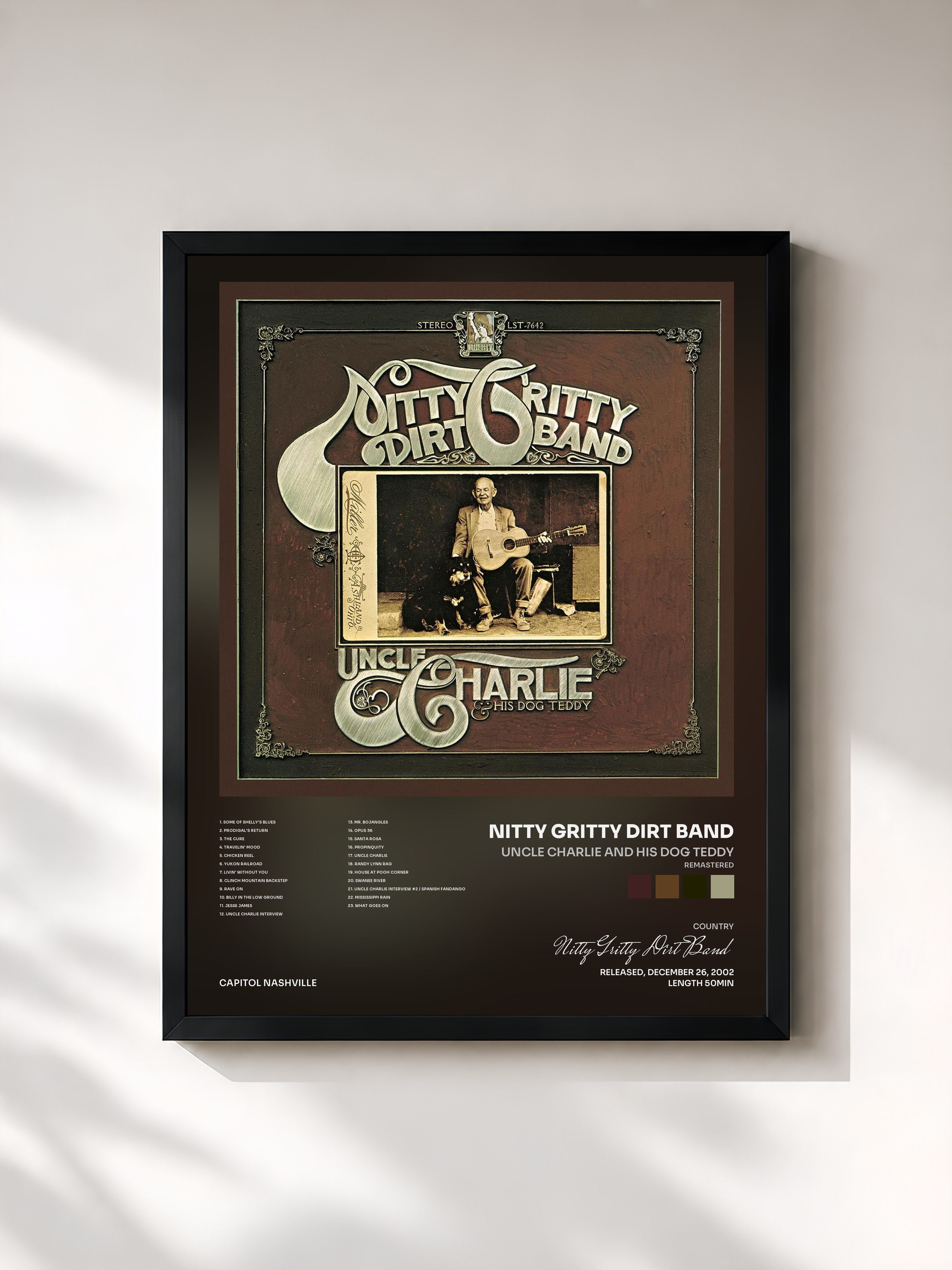#noir Tableau de l'album Uncle Charlie And His Dog Teddy (Remastered) de Nitty Gritty Dirt Band, cadre noir, imprimé et encadré en France