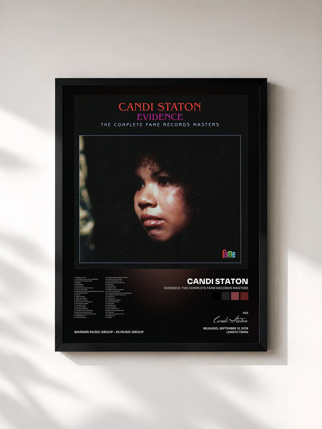 #noir Evidence: The Complete Fame Records Masters di Candi Staton in stampa incorniciata, cornice nera, stampata e incorniciata in Francia