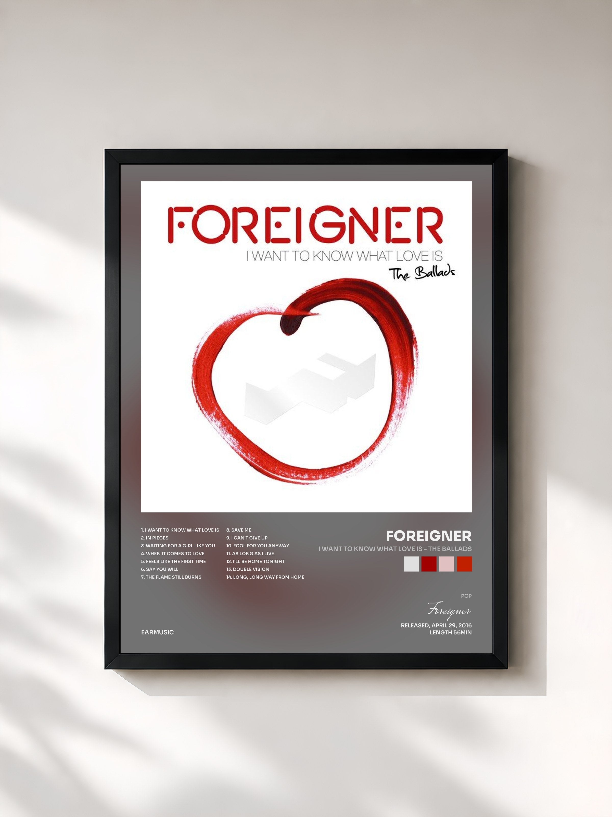 #noir Tableau de l'album I Want to Know What Love Is - The Ballads de Foreigner, cadre noir, imprimé et encadré en France