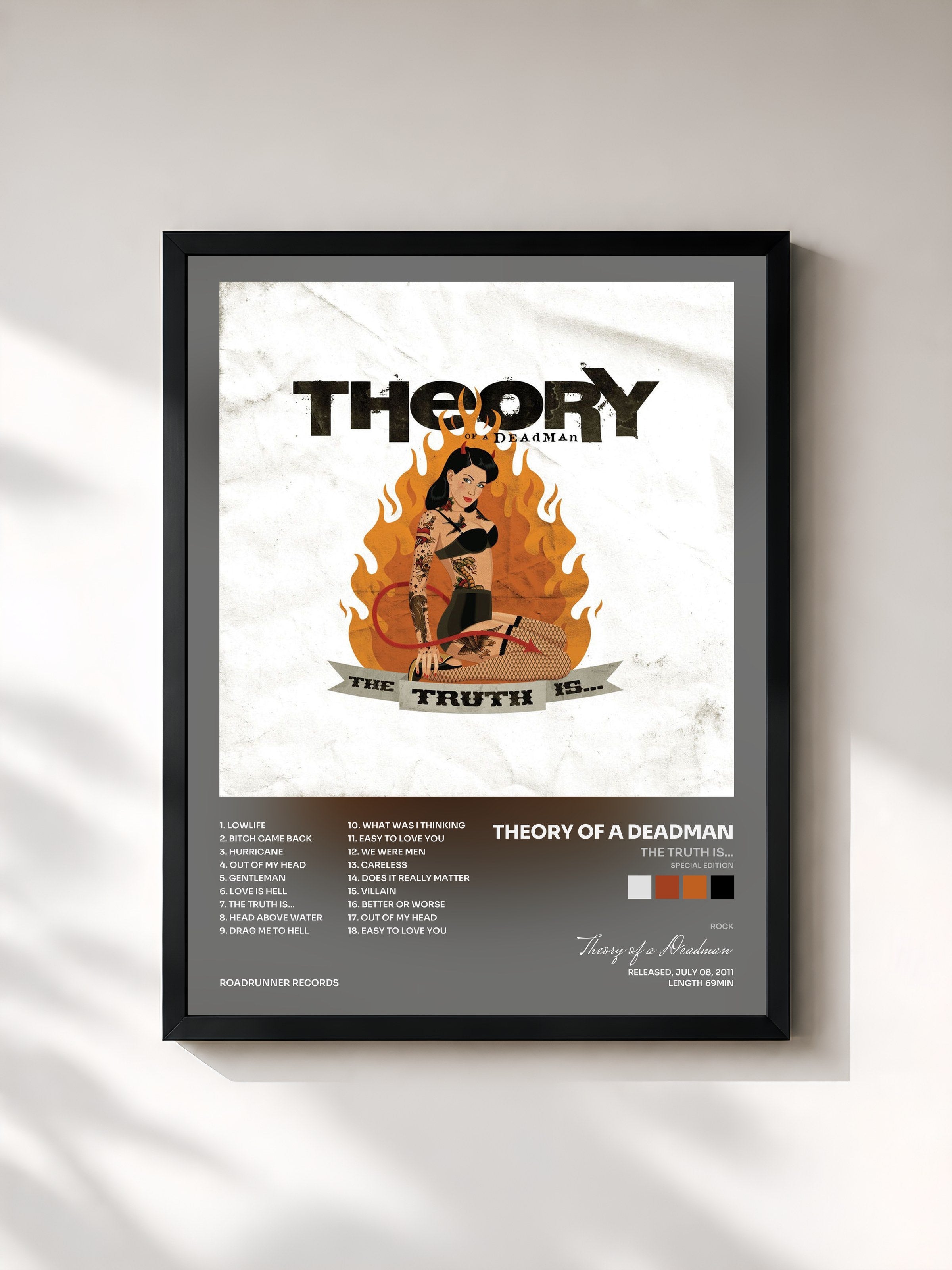#noir Tableau de l'album The Truth Is... (Special Edition) de Theory of a Deadman, cadre noir, imprimé et encadré en France