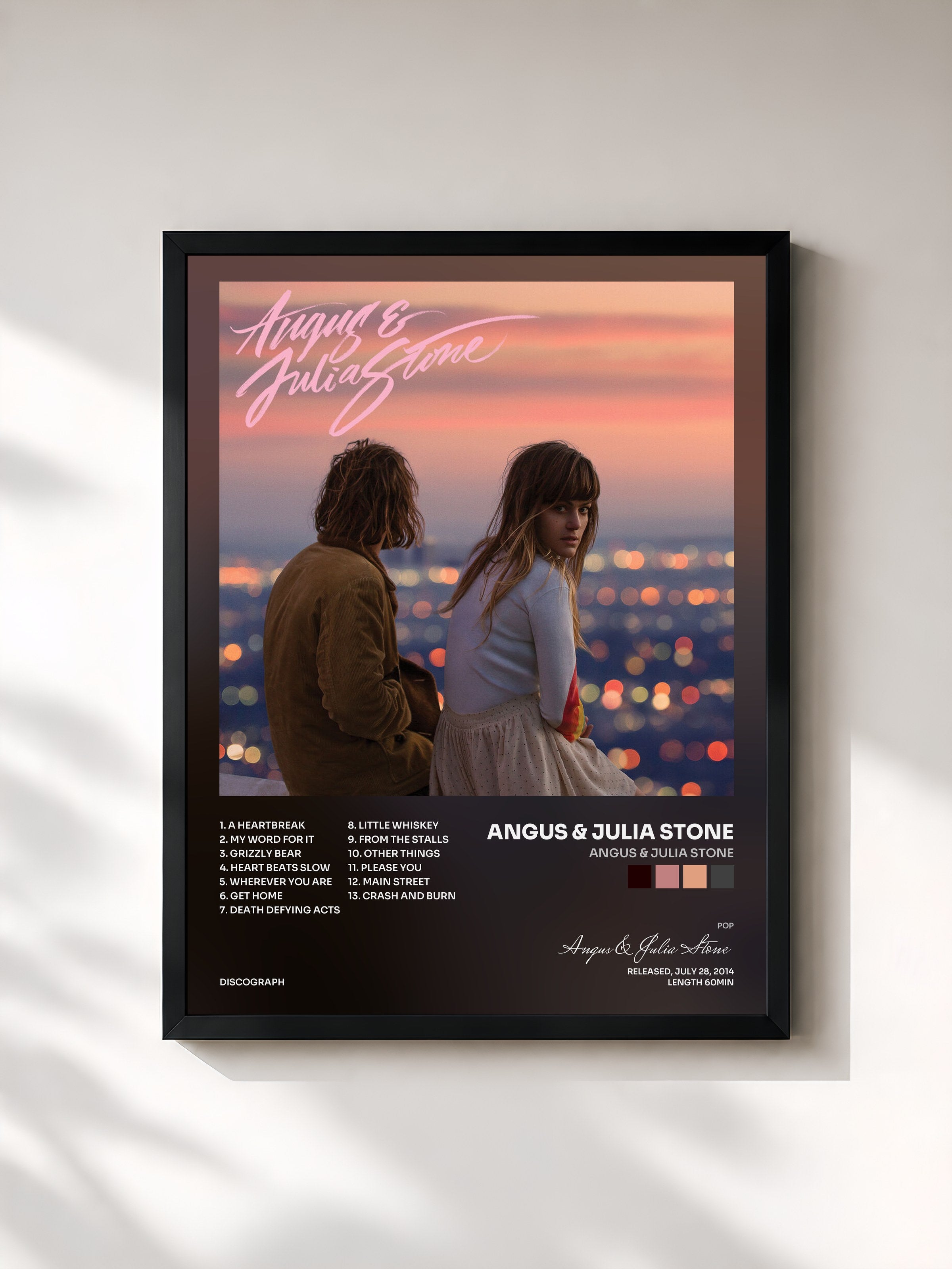 #noir Tableau de l'album Angus & Julia Stone de Angus & Julia Stone, cadre noir, imprimé et encadré en France