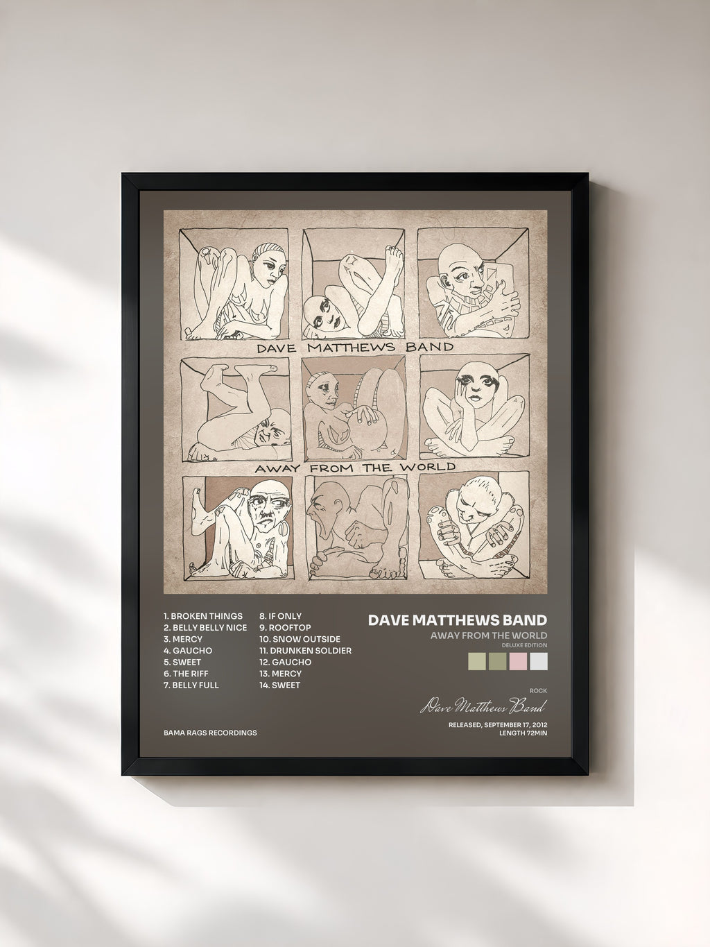 #noir Tableau de l'album Away From The World (Deluxe Edition) de Dave Matthews Band, cadre noir, imprimé et encadré en France