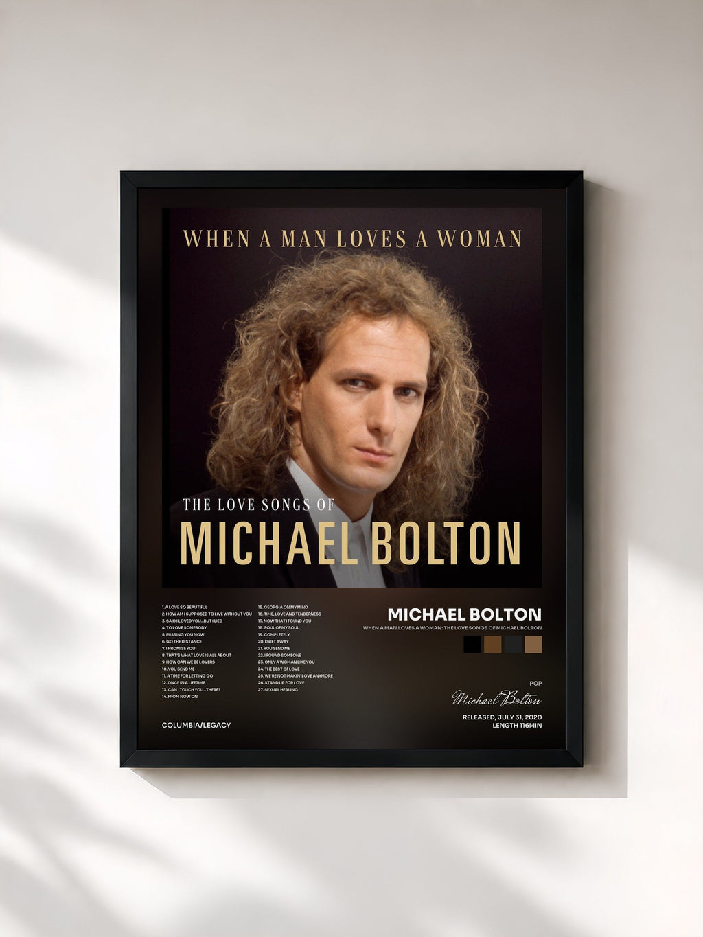 #noir When A Man Loves A Woman: The Love Songs of Michael Bolton by Michael Bolton as a framed art print, black frame, printed and framed in France