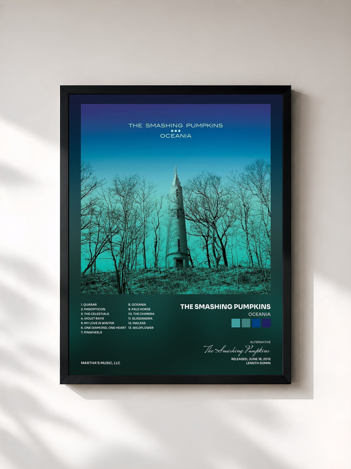 #noir Oceania von The Smashing Pumpkins als gerahmter Kunstdruck, schwarzer Rahmen, gedruckt und gerahmt in Frankreich