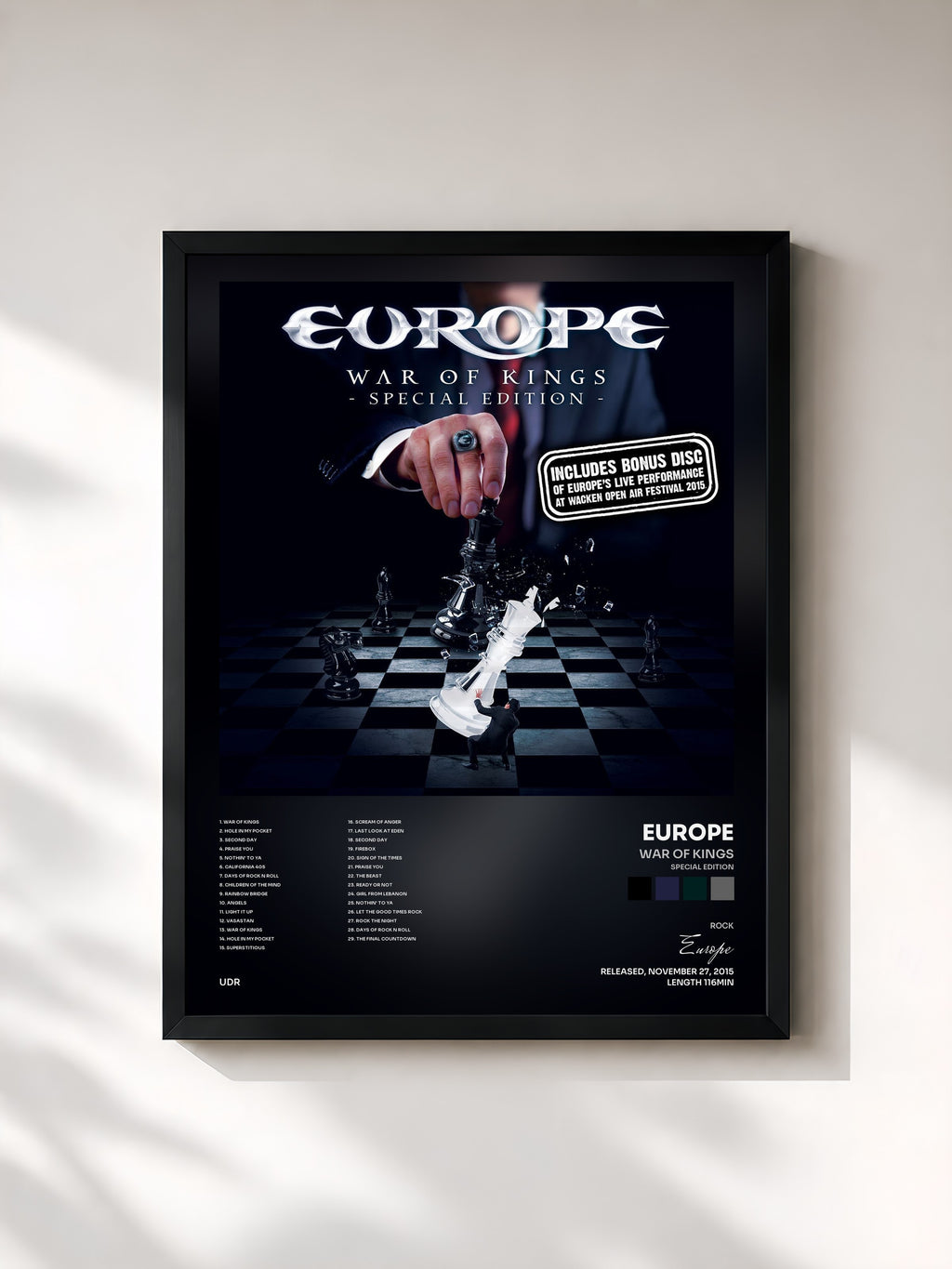 #noir Tableau de l'album War of Kings (Special Edition) de Europe, cadre noir, imprimé et encadré en France