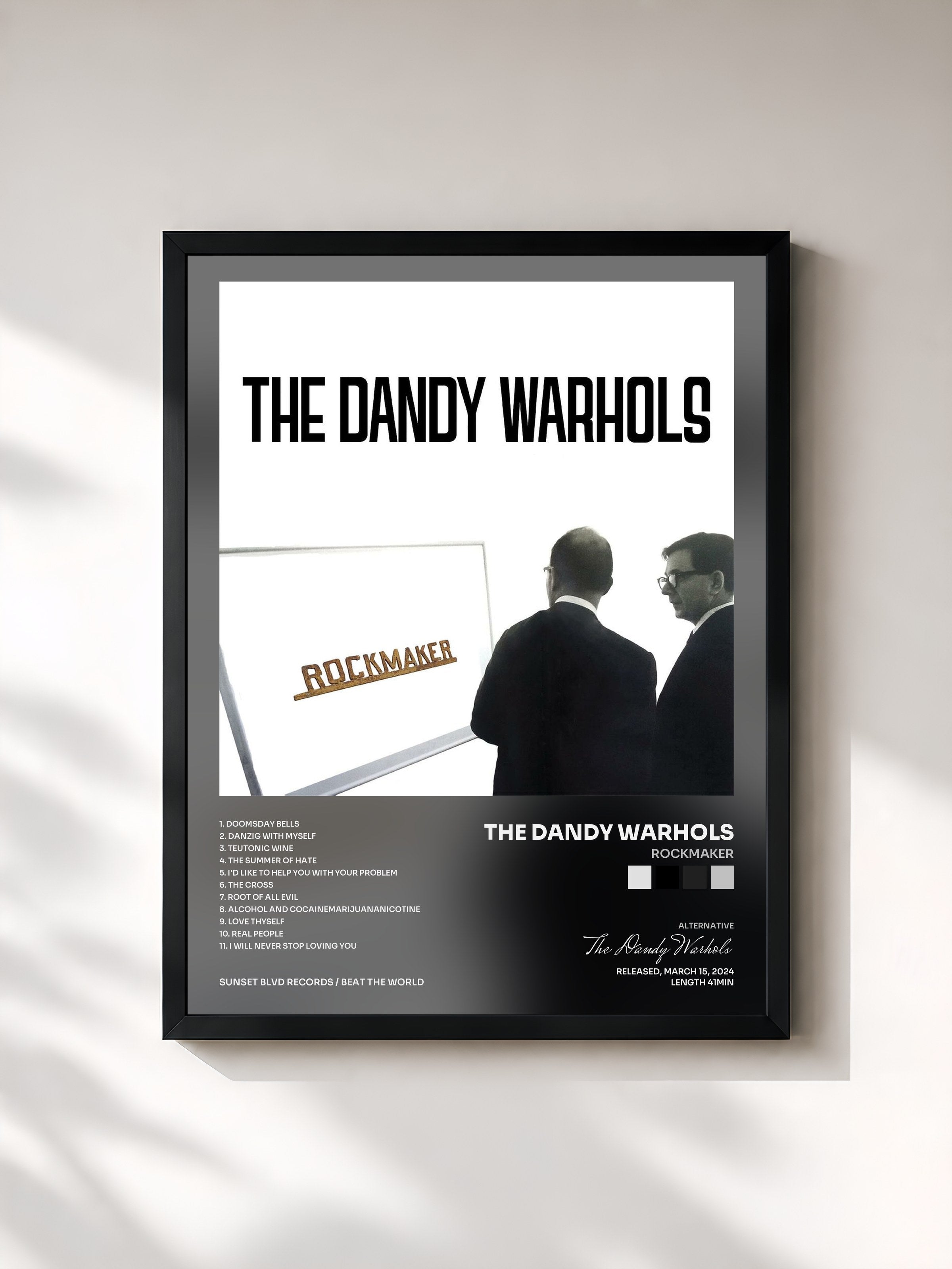 #noir Tableau de l'album ROCKMAKER de The Dandy Warhols, cadre noir, imprimé et encadré en France