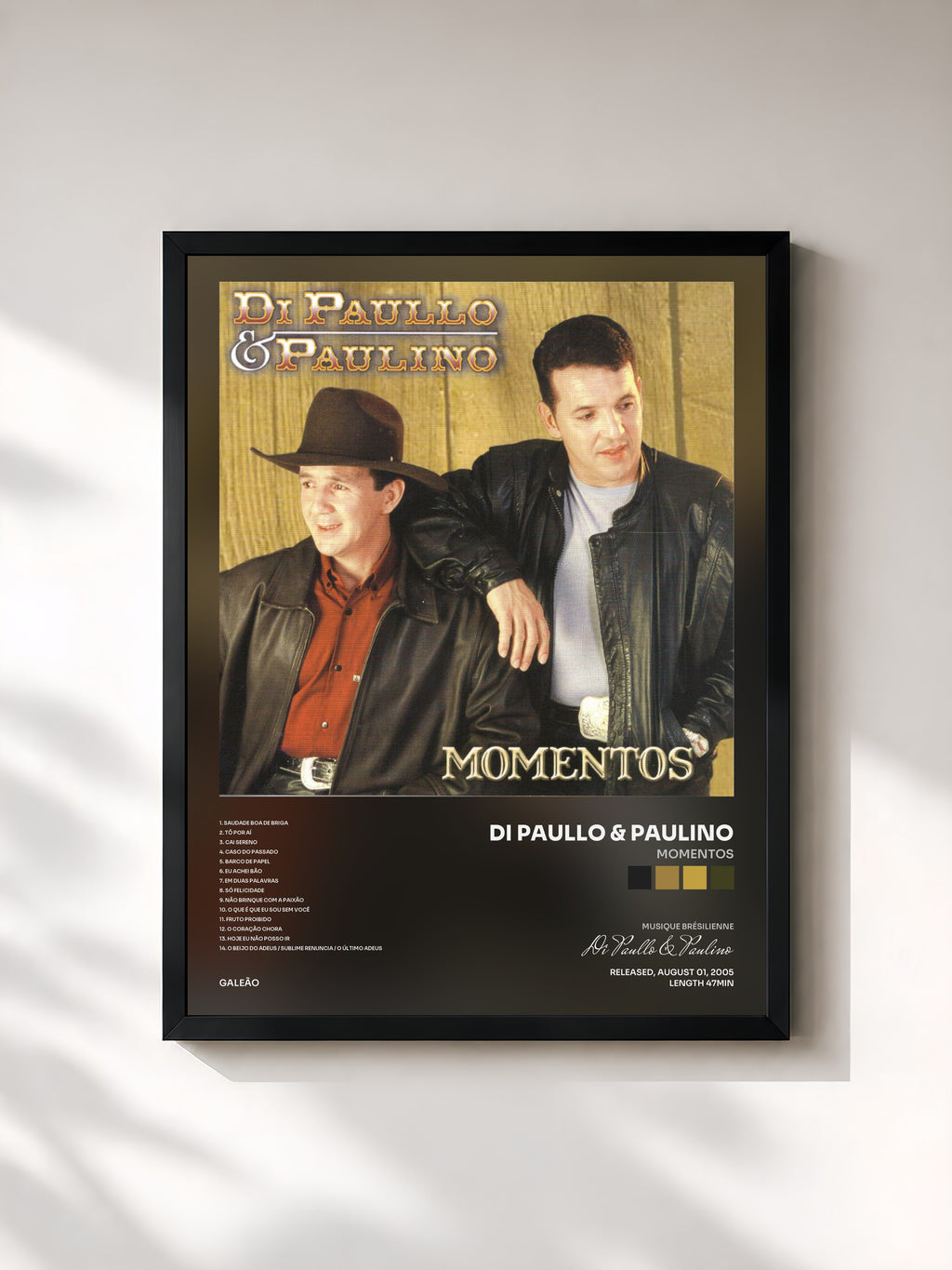#noir Tableau de l'album Momentos de Di Paullo & Paulino, cadre noir, imprimé et encadré en France