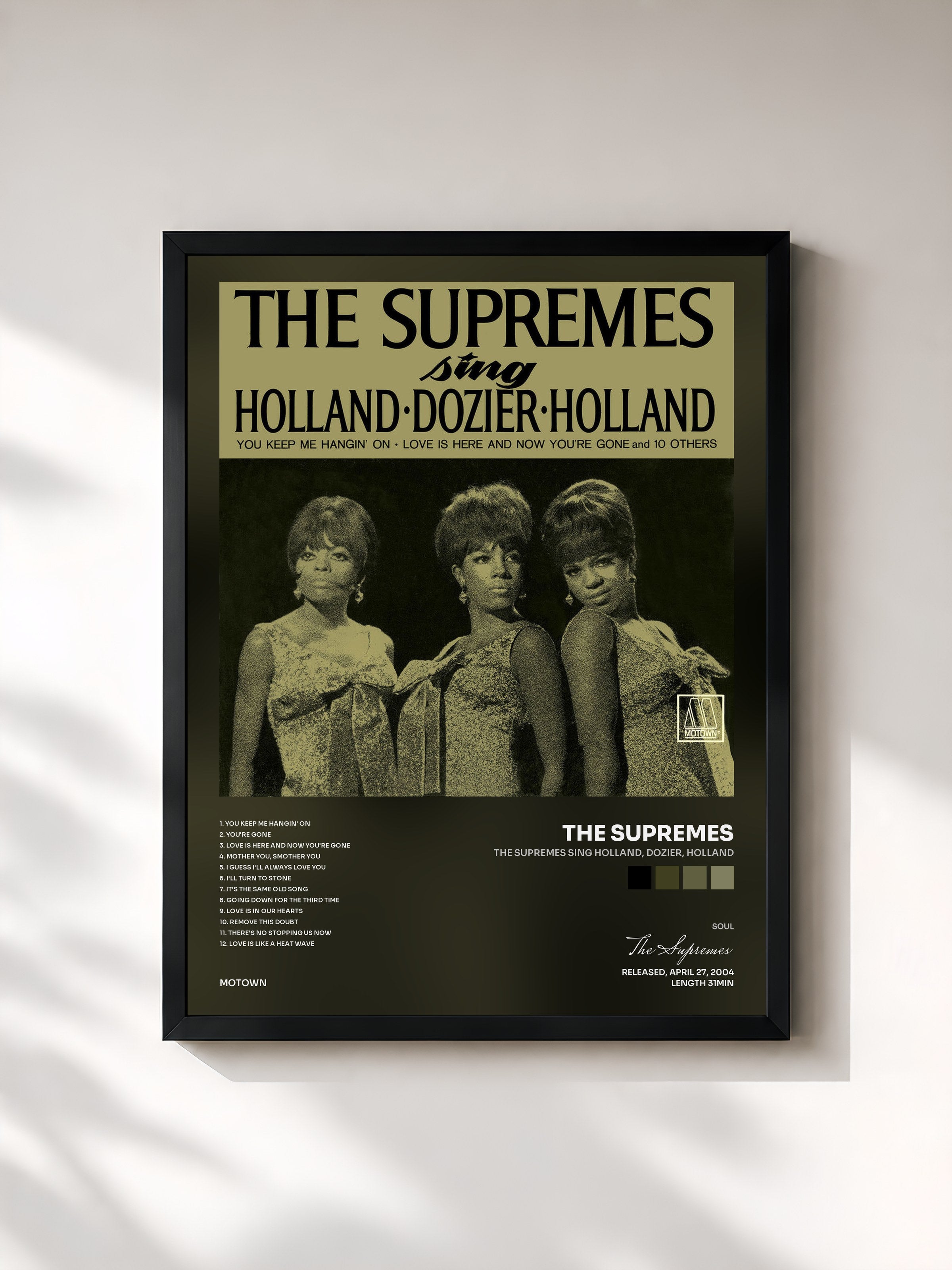 #noir Tableau de l'album The Supremes Sing Holland, Dozier, Holland de The Supremes, cadre noir, imprimé et encadré en France