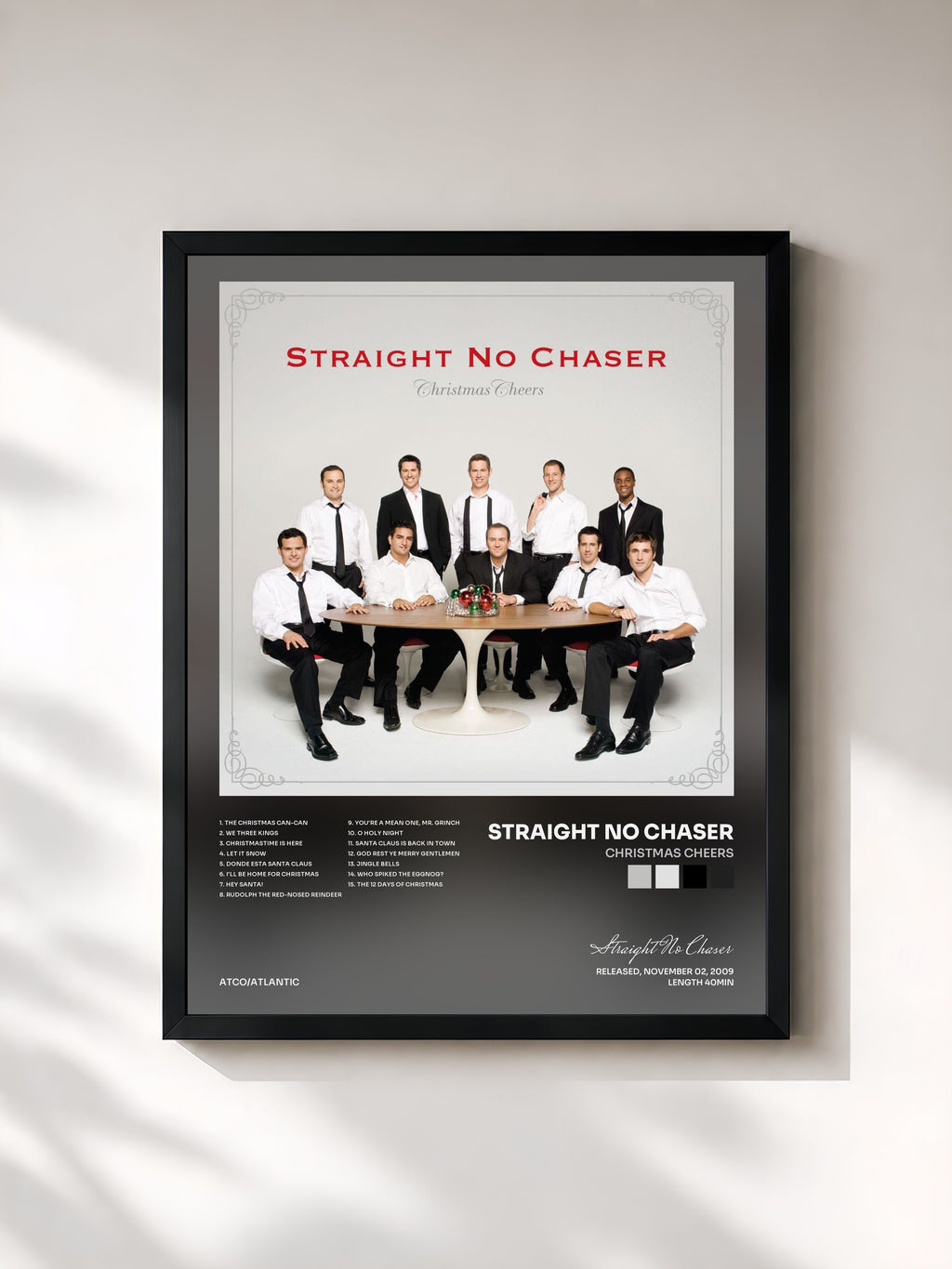 #noir Tableau de l'album Christmas Cheers de Straight No Chaser, cadre noir, imprimé et encadré en France