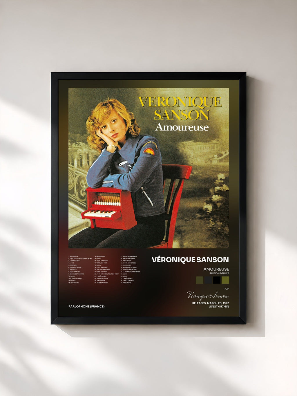 #noir Amoureuse (Edition Deluxe) von Véronique Sanson als gerahmter Kunstdruck, schwarzer Rahmen, gedruckt und gerahmt in Frankreich
