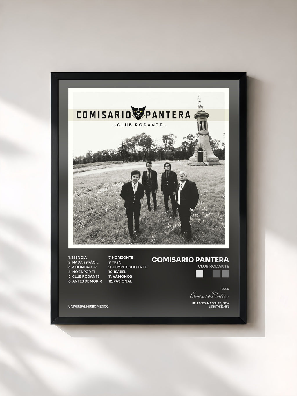 #noir Tableau de l'album Club Rodante de Comisario Pantera, cadre noir, imprimé et encadré en France