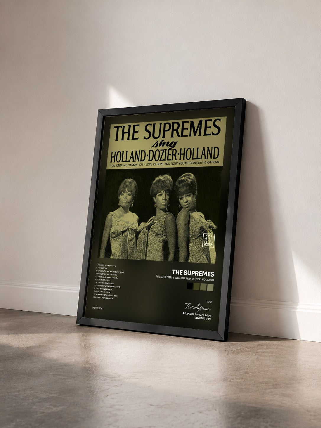 #noir Tableau de l'album The Supremes Sing Holland, Dozier, Holland de The Supremes vu de trois quarts, cadre noir