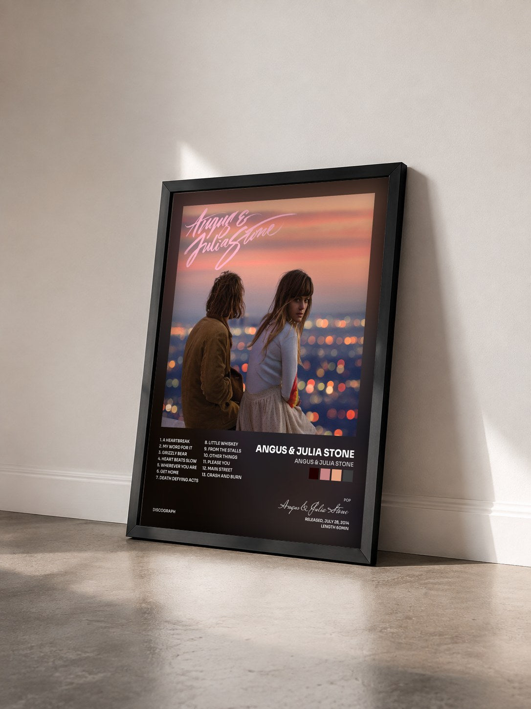 #noir Tableau de l'album Angus & Julia Stone de Angus & Julia Stone vu de trois quarts, cadre noir